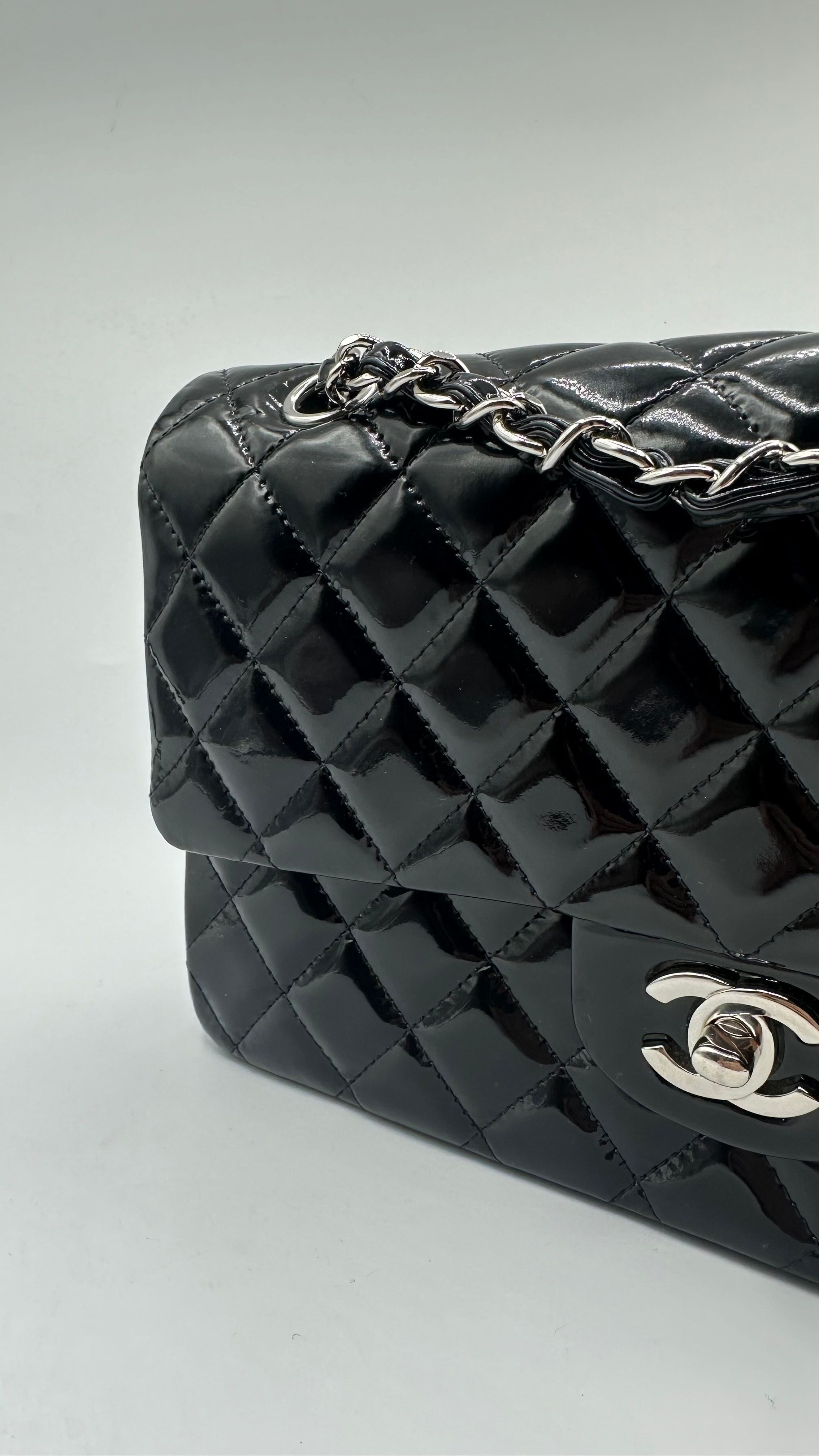 Medium Classic Double Flap, Patent Calf Quilted — view 5
