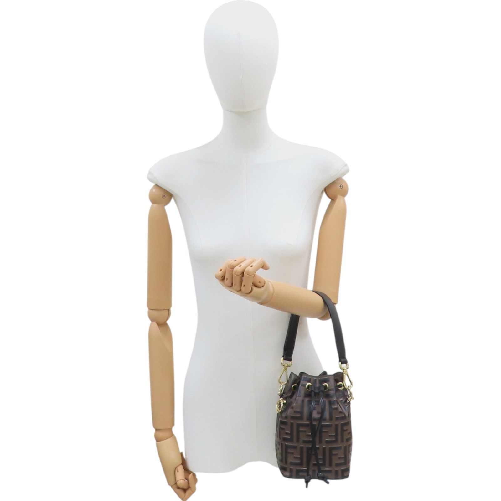 Mon Tresor Drawstring Bucket Bag Brown Leather 8bs 010 — view 12