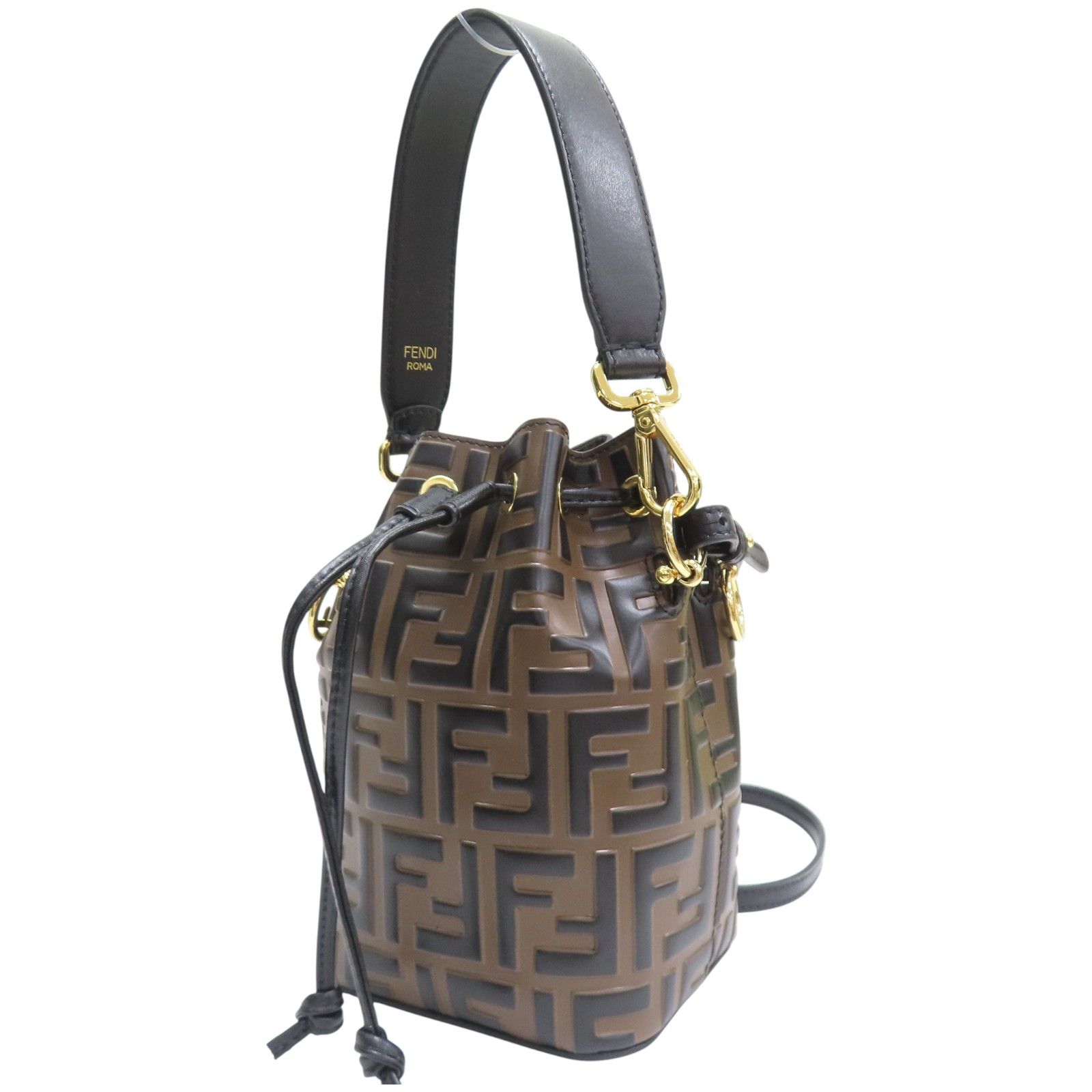 Mon Tresor Drawstring Bucket Bag Brown Leather 8bs 010 — view 3