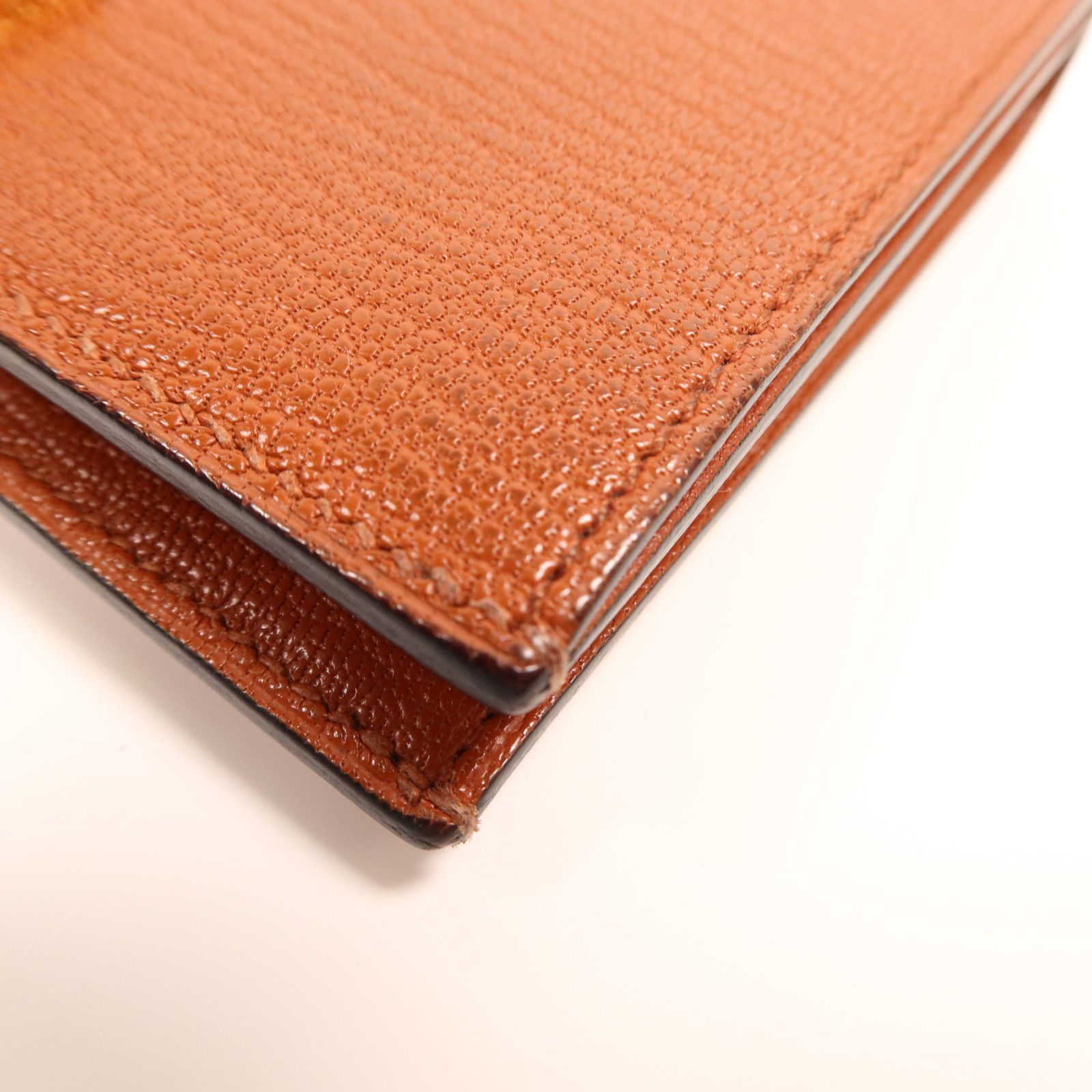 Chevre Leather Bearn Compact Wallet Gold Box Bi-Fold Wallet Brown Cuivre Chevre Goatsk — view 11