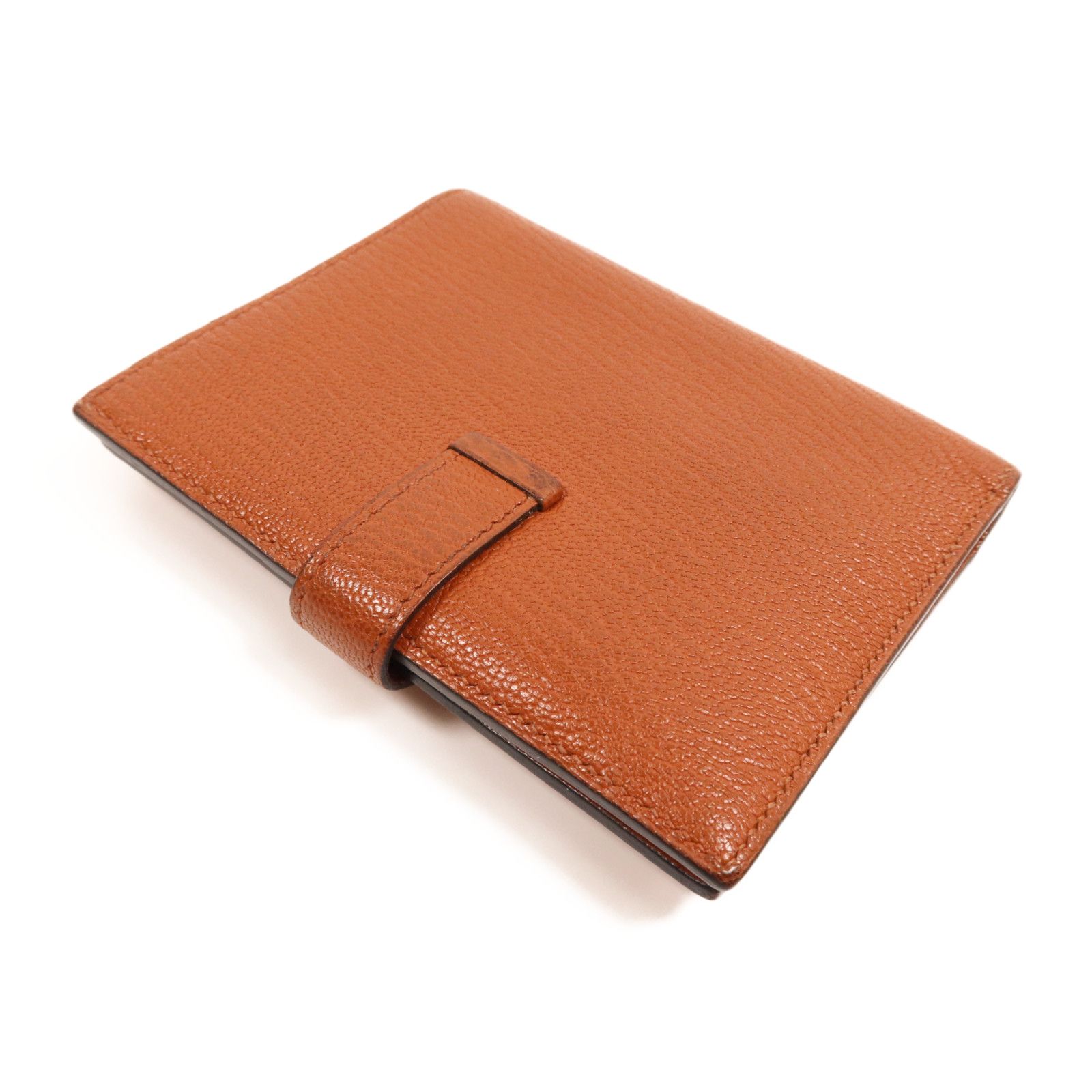 Chevre Leather Bearn Compact Wallet Gold Box Bi-Fold Wallet Brown Cuivre Chevre Goatsk — view 4
