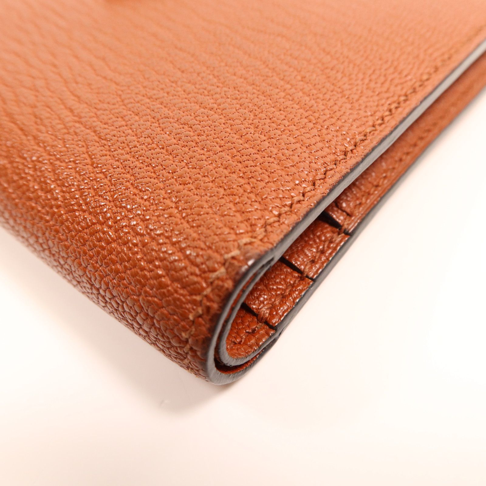 Chevre Leather Bearn Compact Wallet Gold Box Bi-Fold Wallet Brown Cuivre Chevre Goatsk — view 9