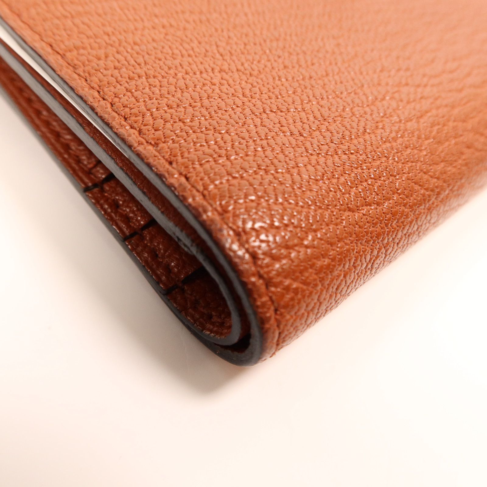Chevre Leather Bearn Compact Wallet Gold Box Bi-Fold Wallet Brown Cuivre Chevre Goatsk — view 10