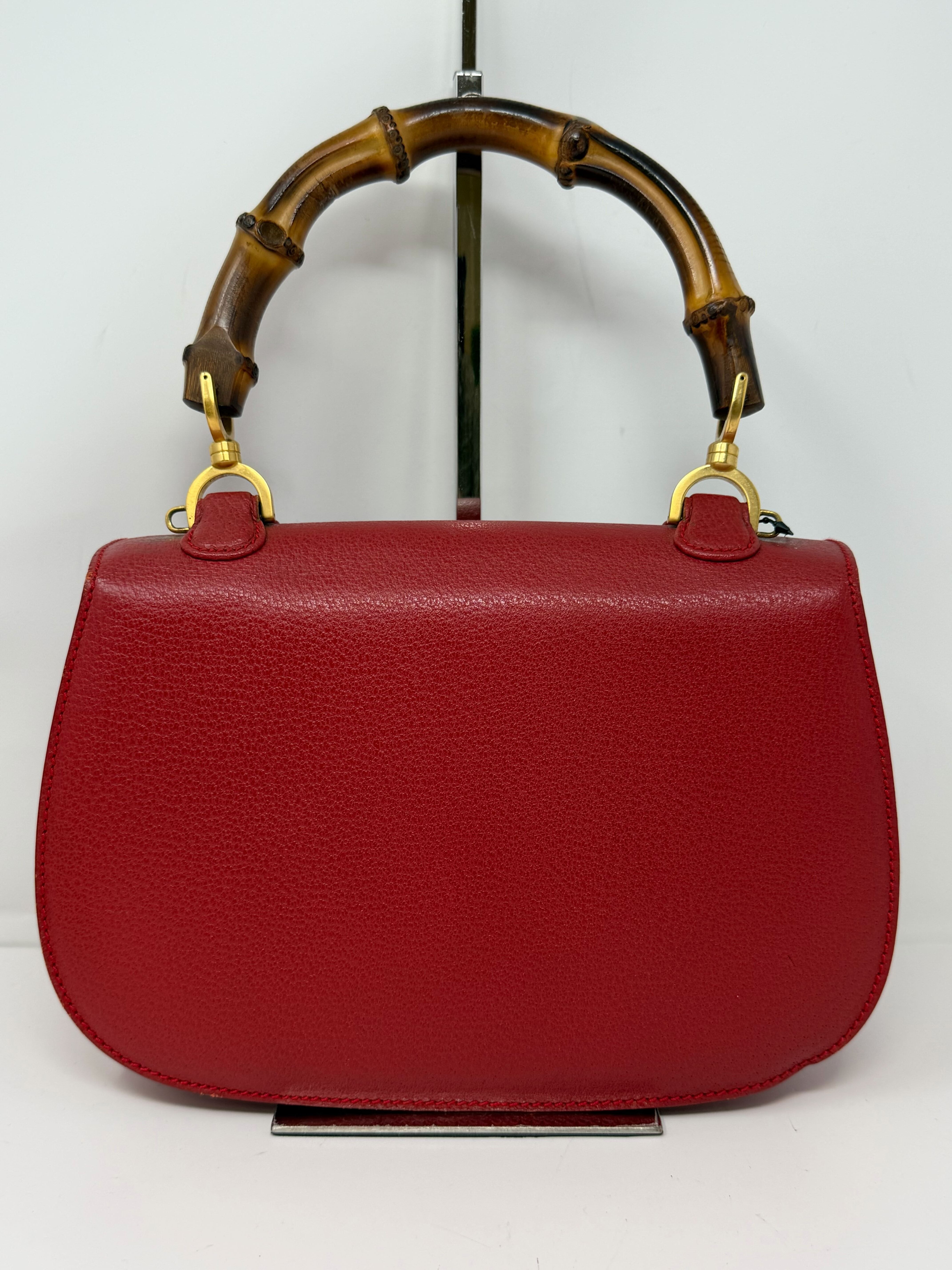 Bamboo Top Handle Handbag, Grained Calf — view 2