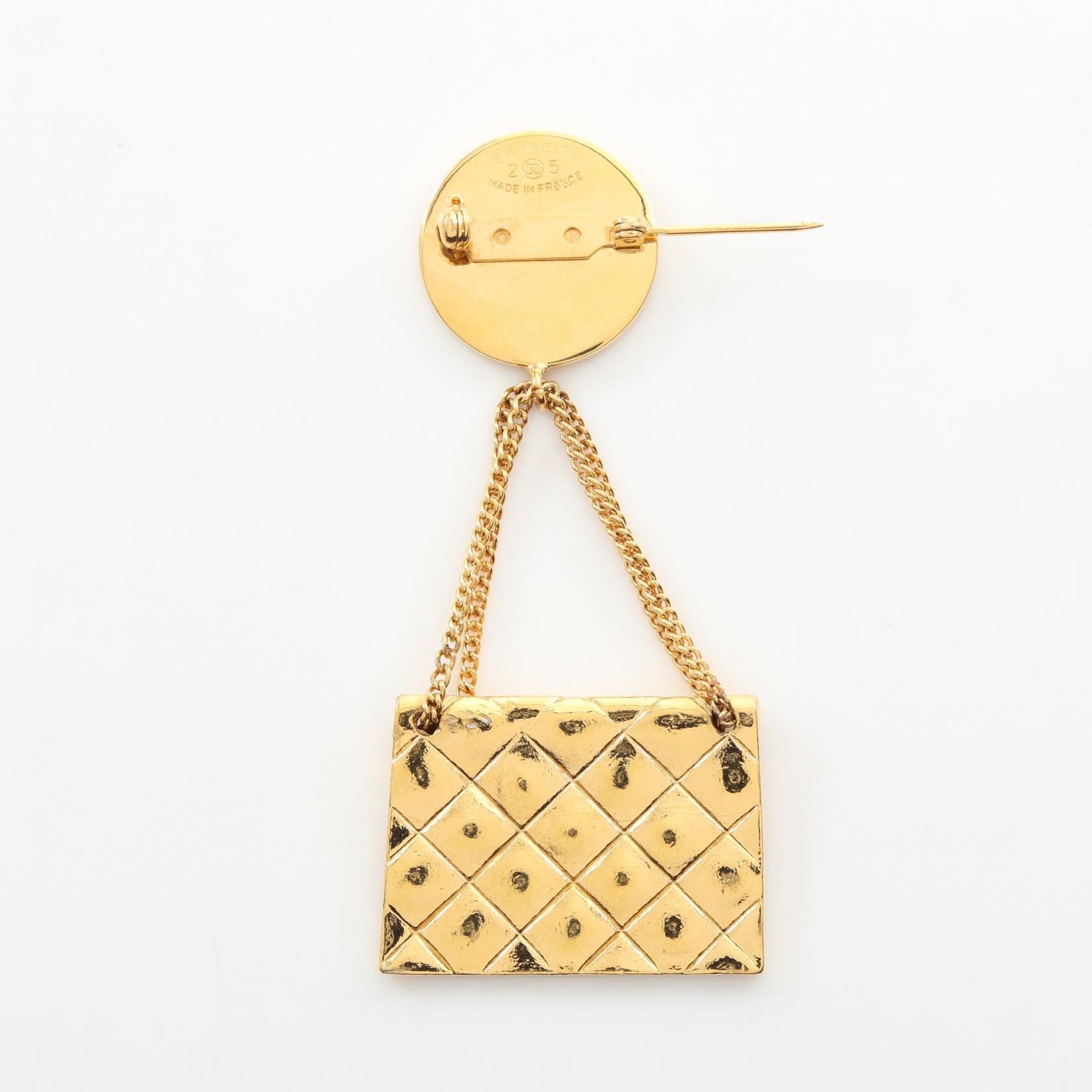 Vintage Quilted Flap Bag CC Brooch, Victoire de Castellane Era — view 2