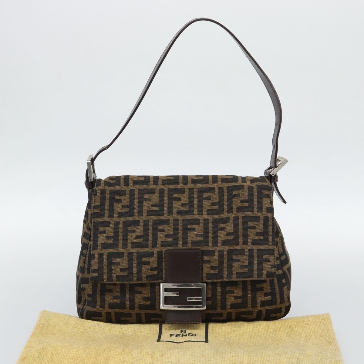 Mama Baguette Shoulder Bag Brown Silver Auth, Brown — view 12