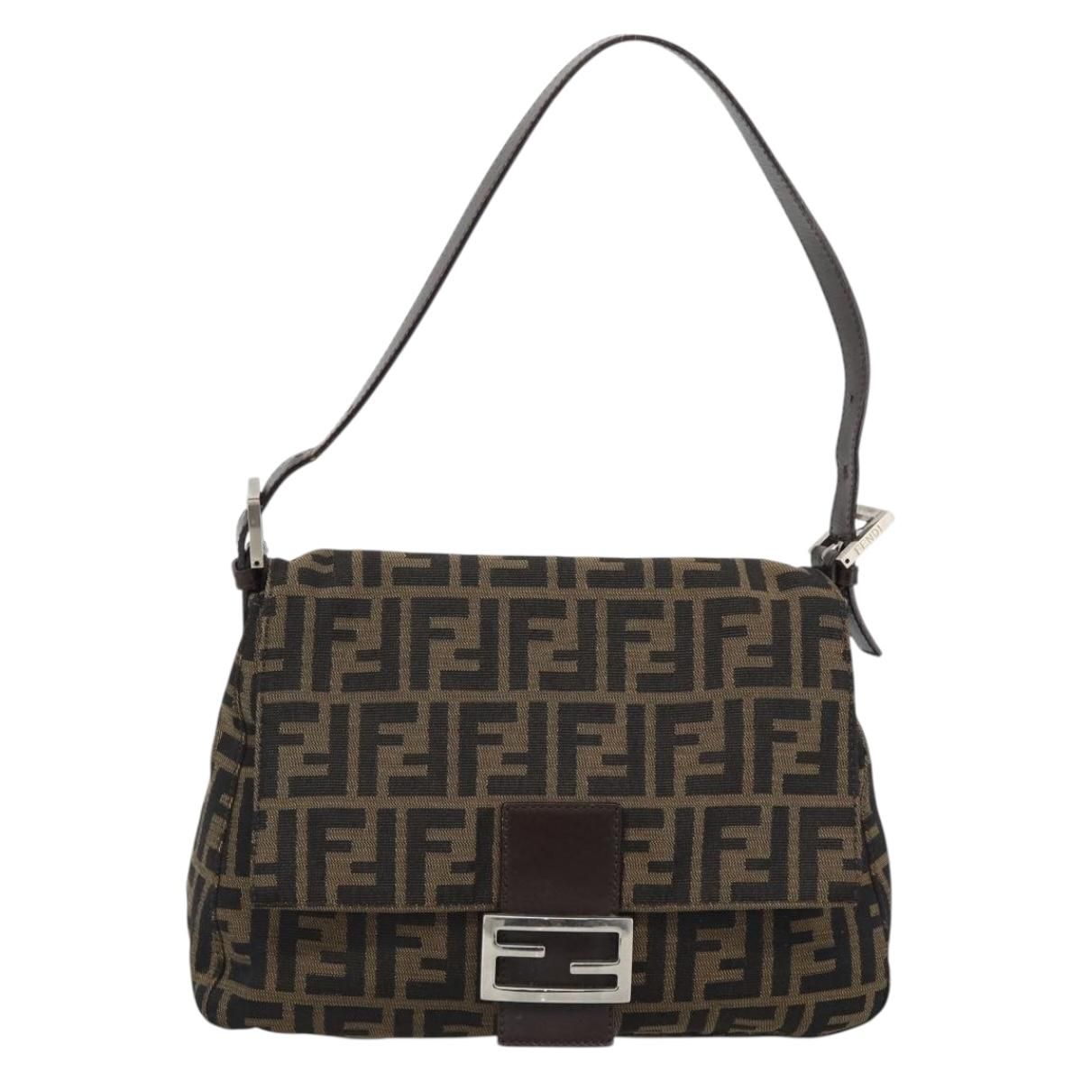 Mama Baguette Shoulder Bag Brown Silver Auth, Brown — view 13