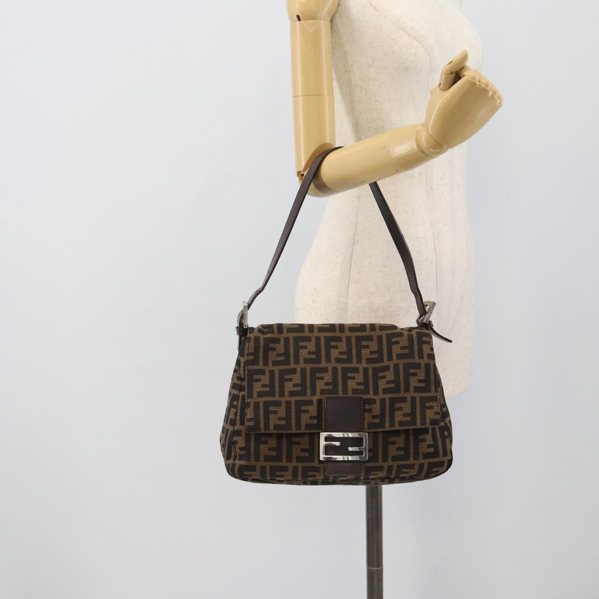 Mama Baguette Shoulder Bag Brown Silver Auth, Brown — view 23
