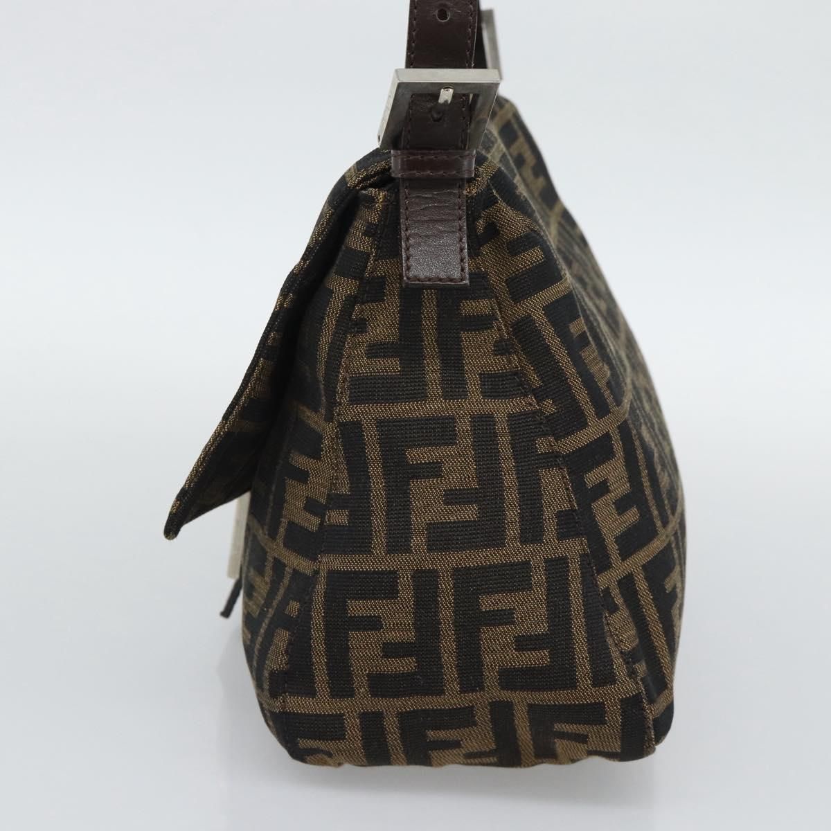 Mama Baguette Shoulder Bag Brown Silver Auth, Brown — view 4