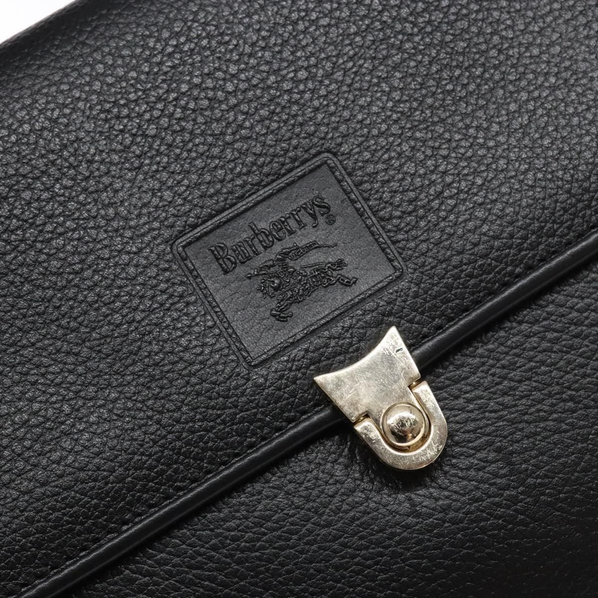 Burberrys Top Handle Black Pebbled Leather Bag — view 17