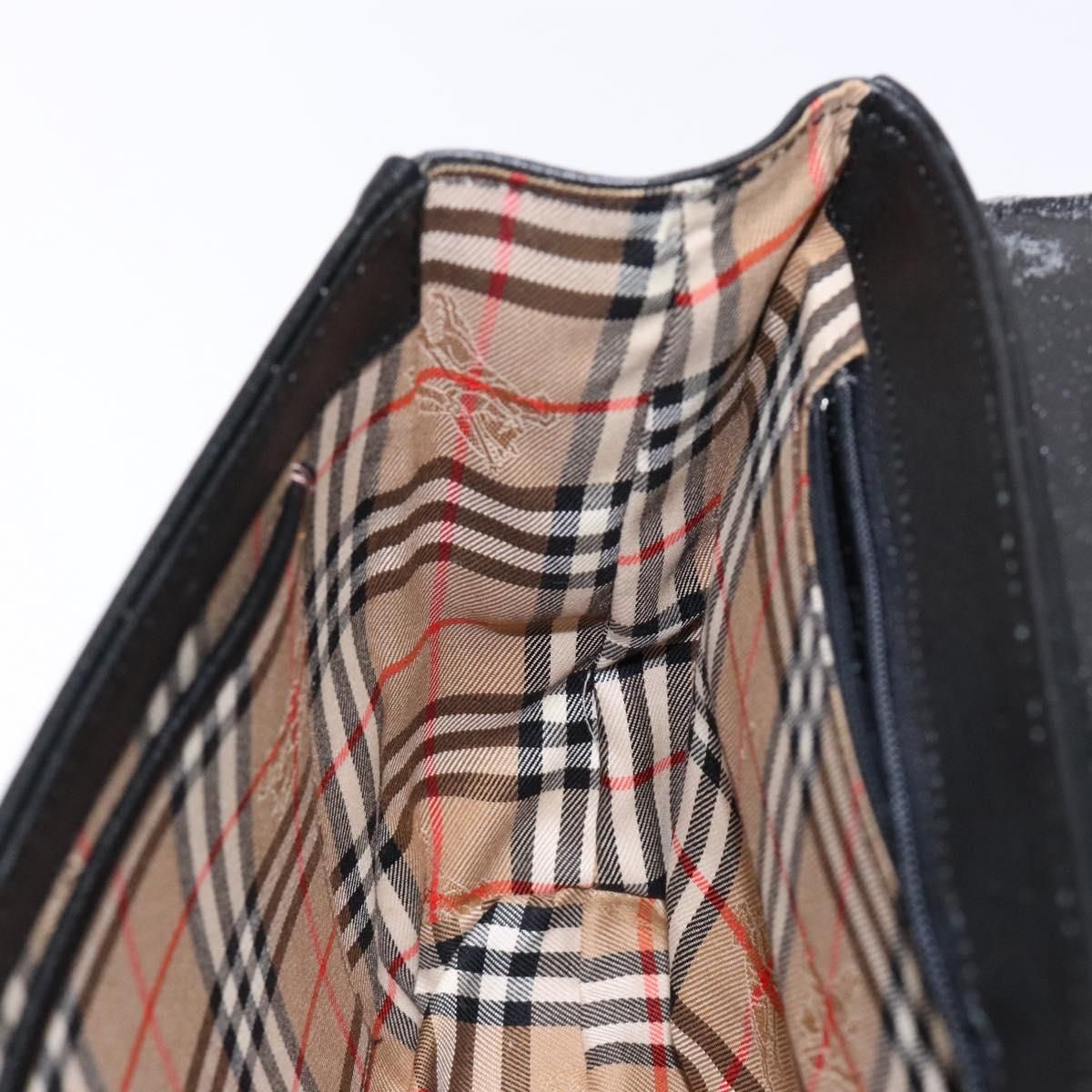 Burberrys Top Handle Black Pebbled Leather Bag — view 19