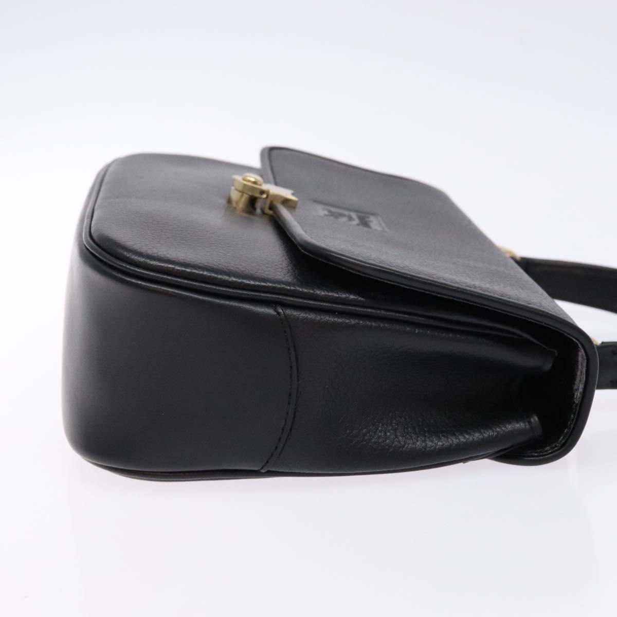 Burberrys Top Handle Black Pebbled Leather Bag — view 3