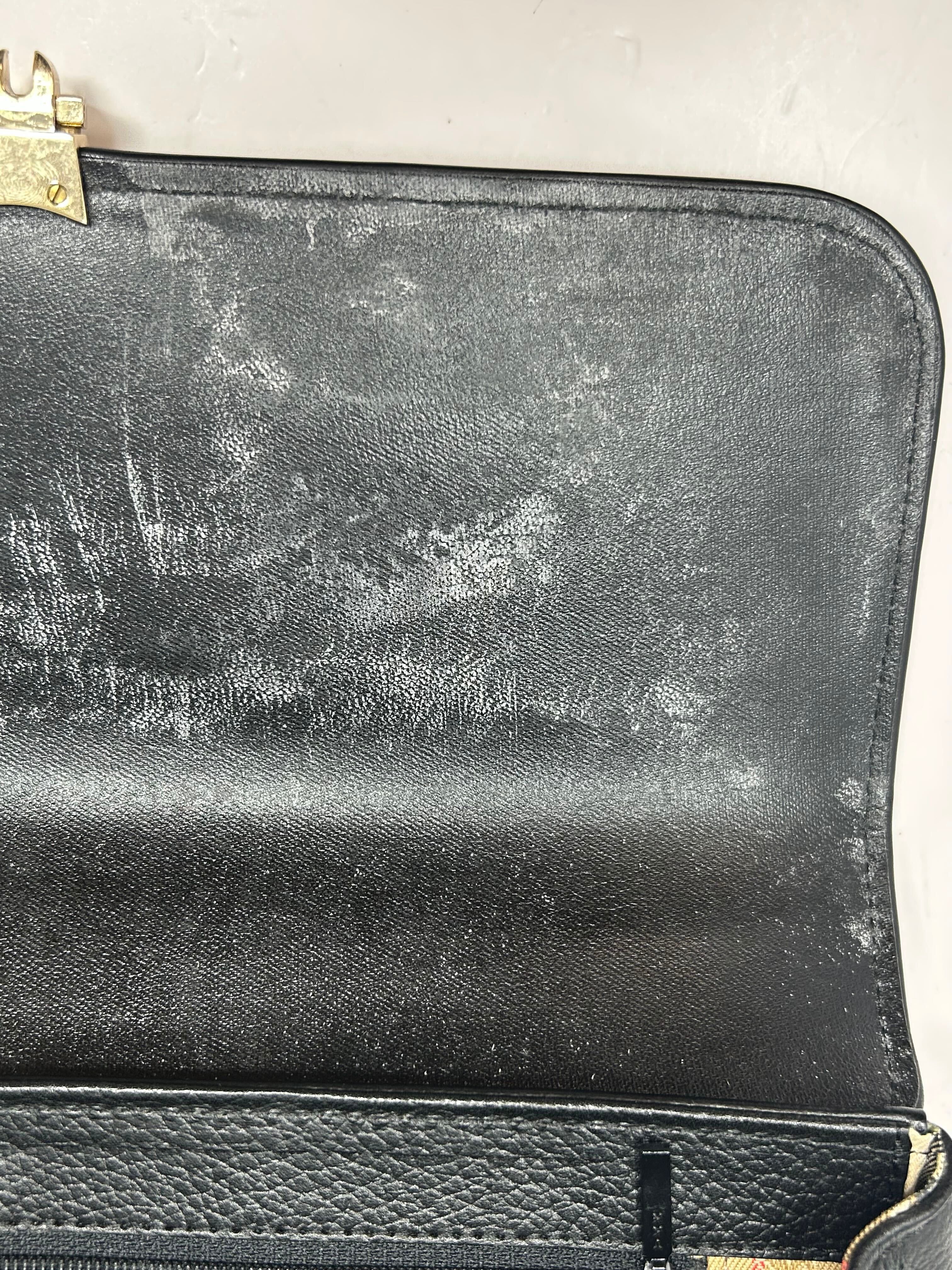 Burberrys Top Handle Black Pebbled Leather Bag — view 23