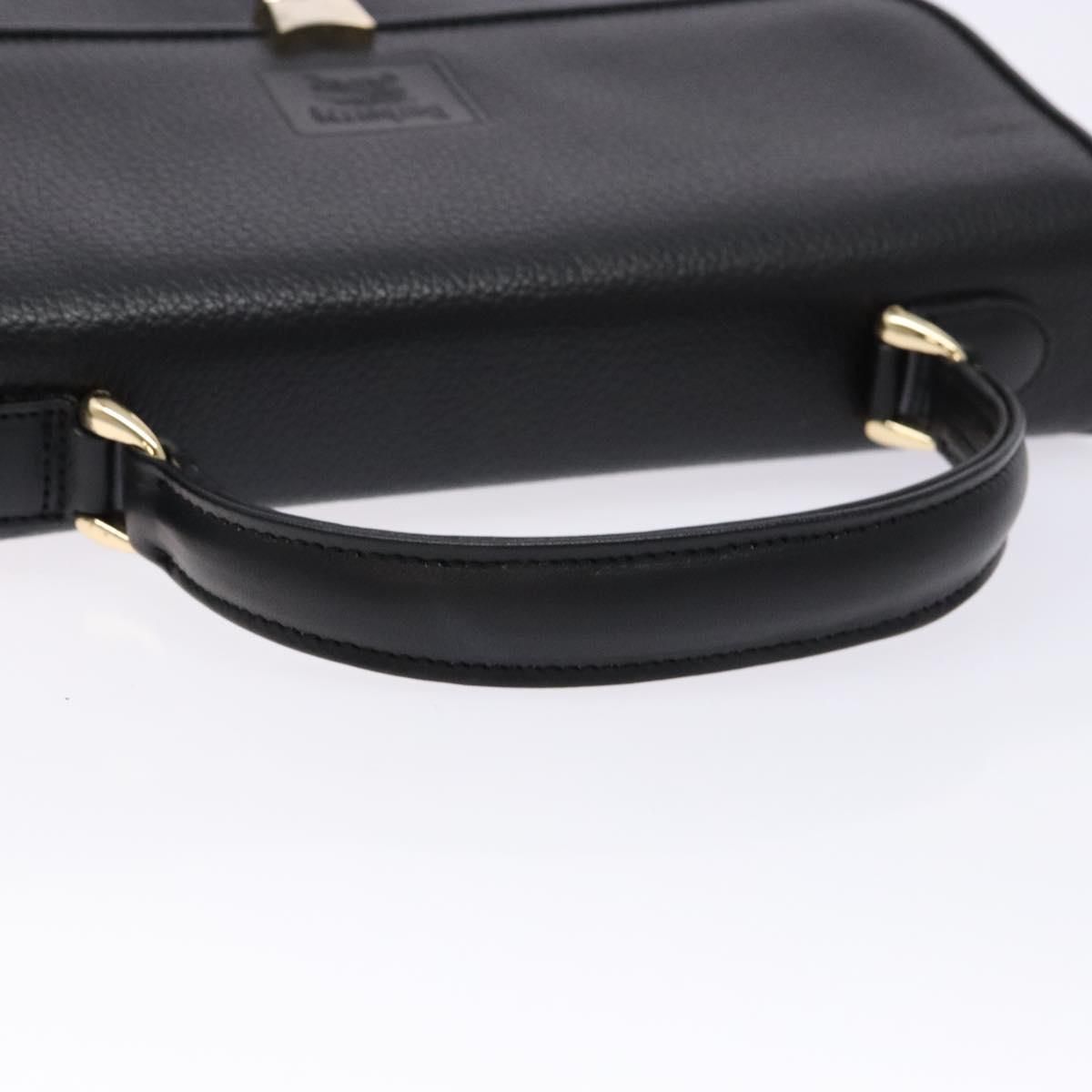 Burberrys Top Handle Black Pebbled Leather Bag — view 7