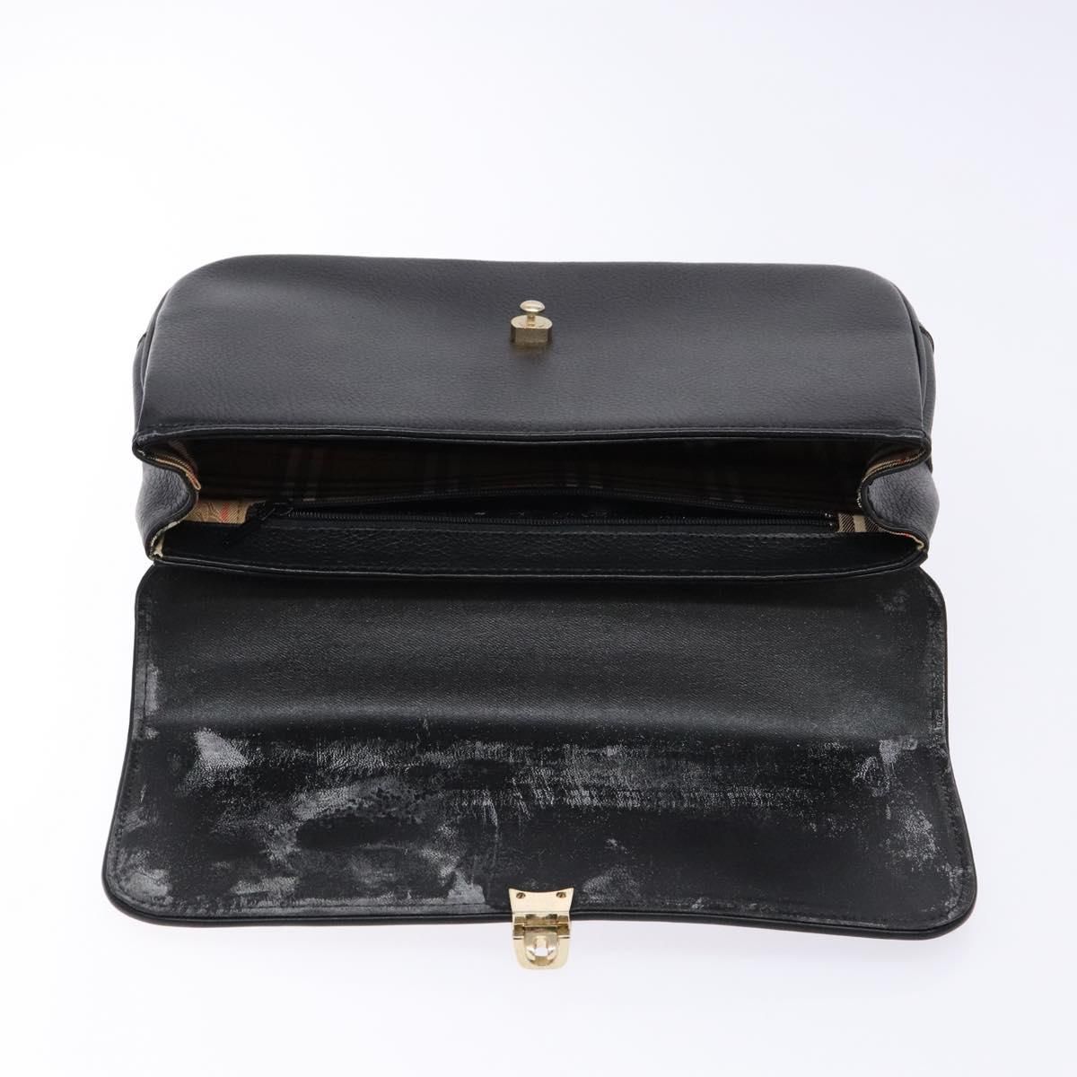 Burberrys Top Handle Black Pebbled Leather Bag — view 10