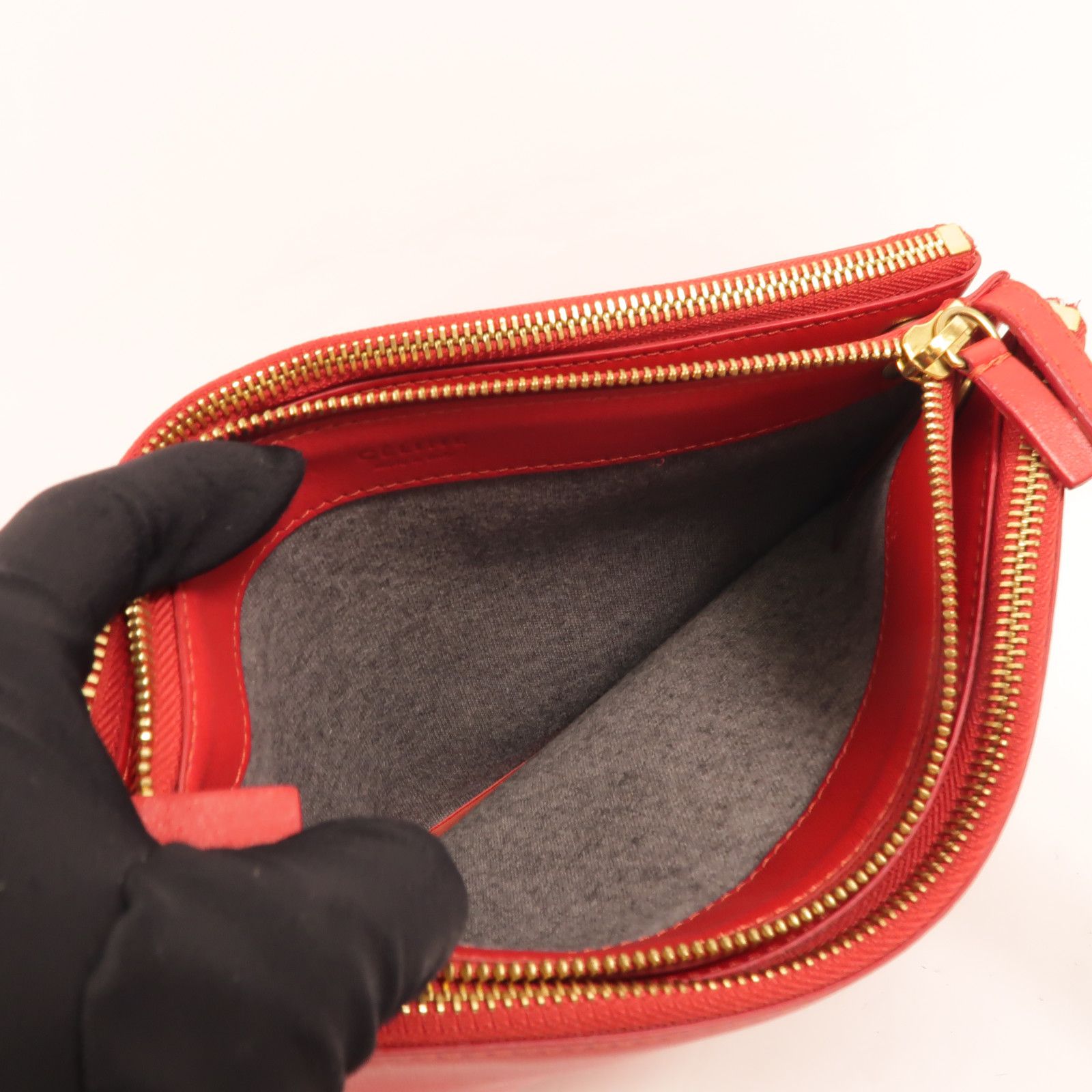 Sheepskin Leather Trio Large Shoulder Bag Red Lambskin (sheep Leather) — view 5