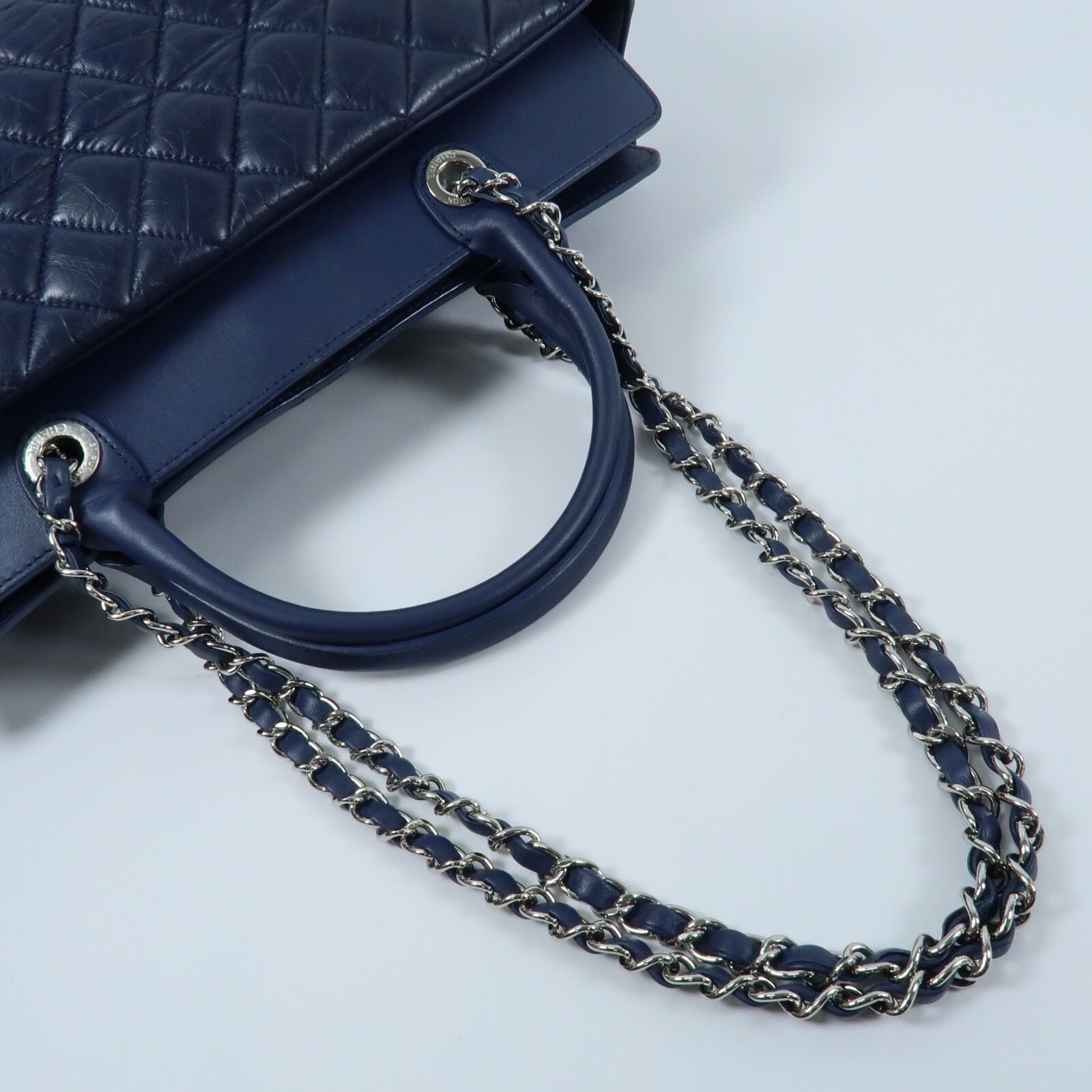 Navy Quilted Portobello Tote — view 9