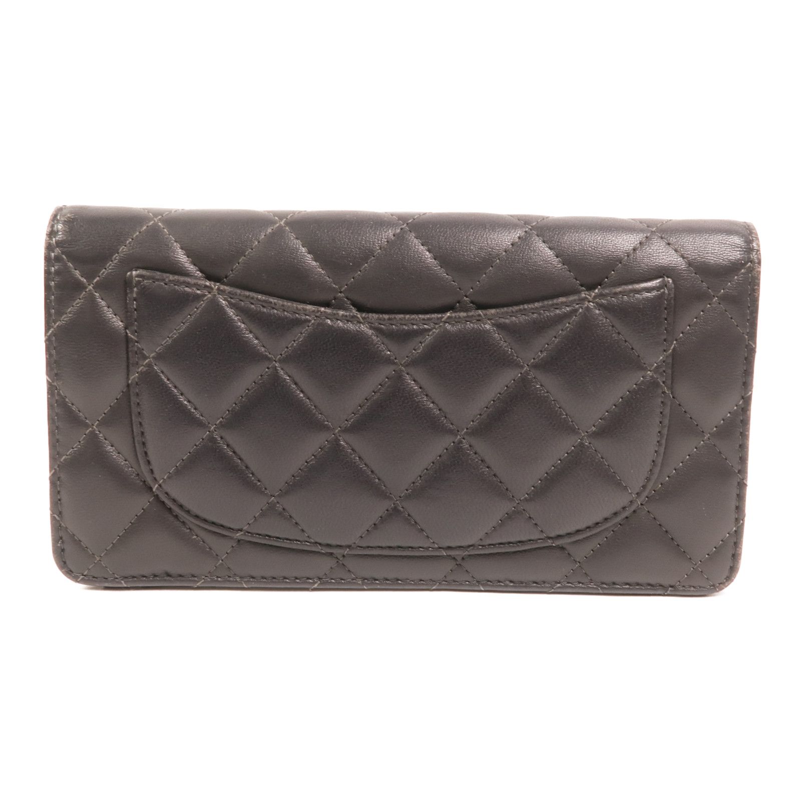 Grey Quilted Lambskin Yen Wallet — view 2