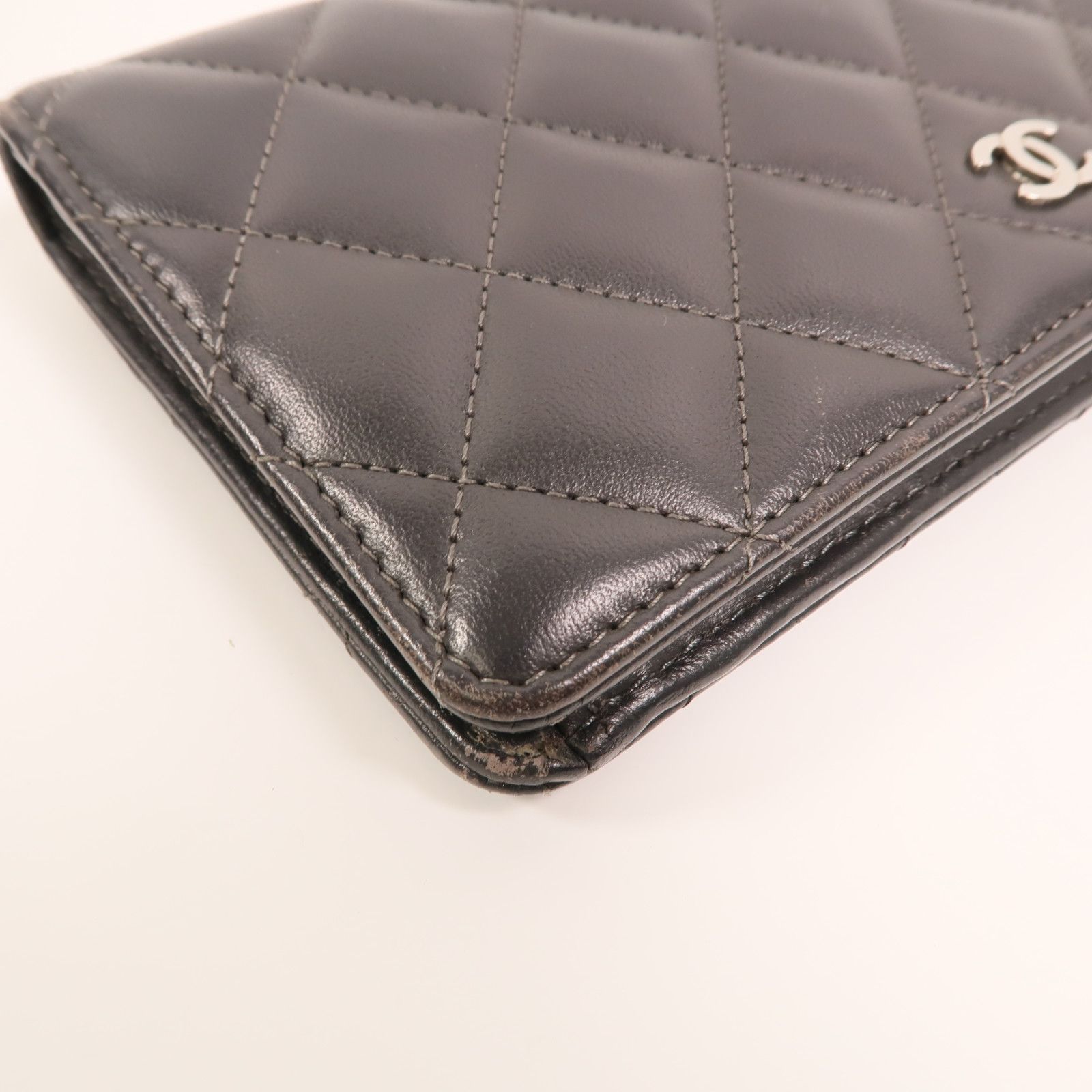 Grey Quilted Lambskin Yen Wallet — view 11