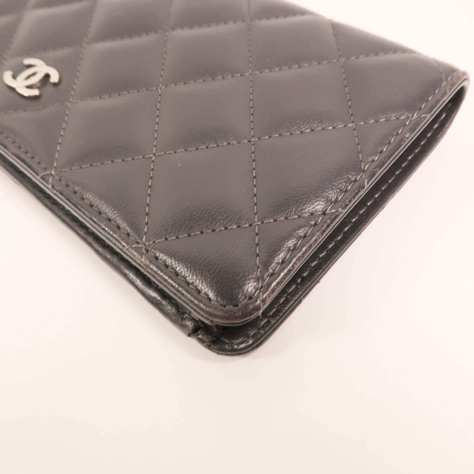 Grey Quilted Lambskin Yen Wallet — view 12