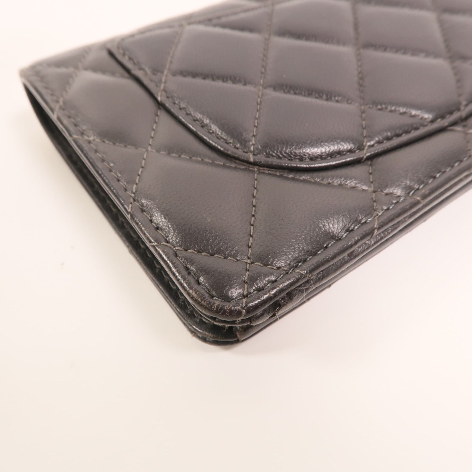 Grey Quilted Lambskin Yen Wallet — view 13