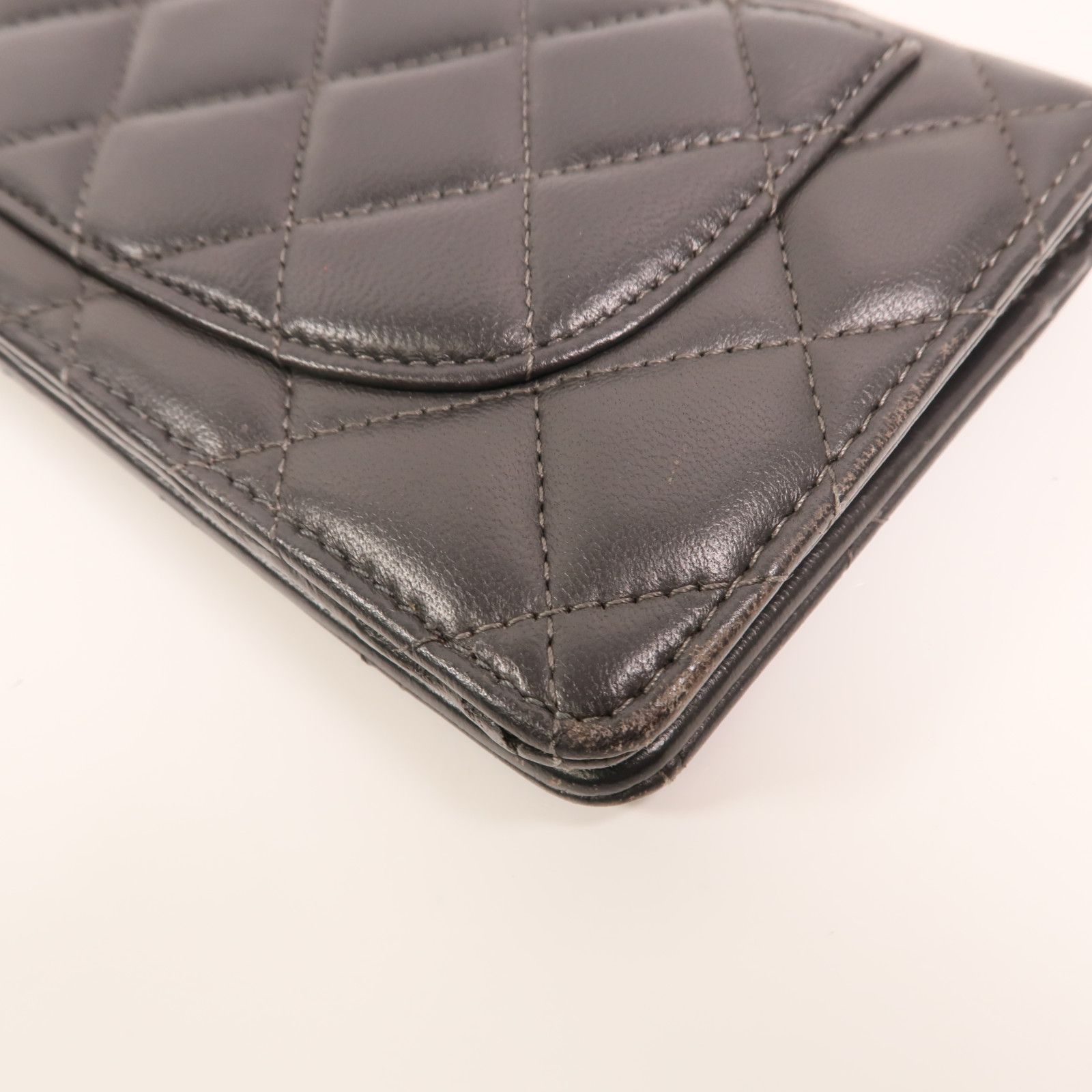 Grey Quilted Lambskin Yen Wallet — view 14