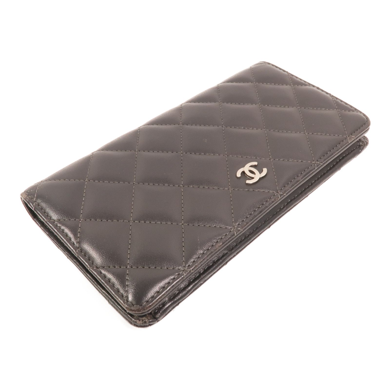 Grey Quilted Lambskin Yen Wallet — view 4