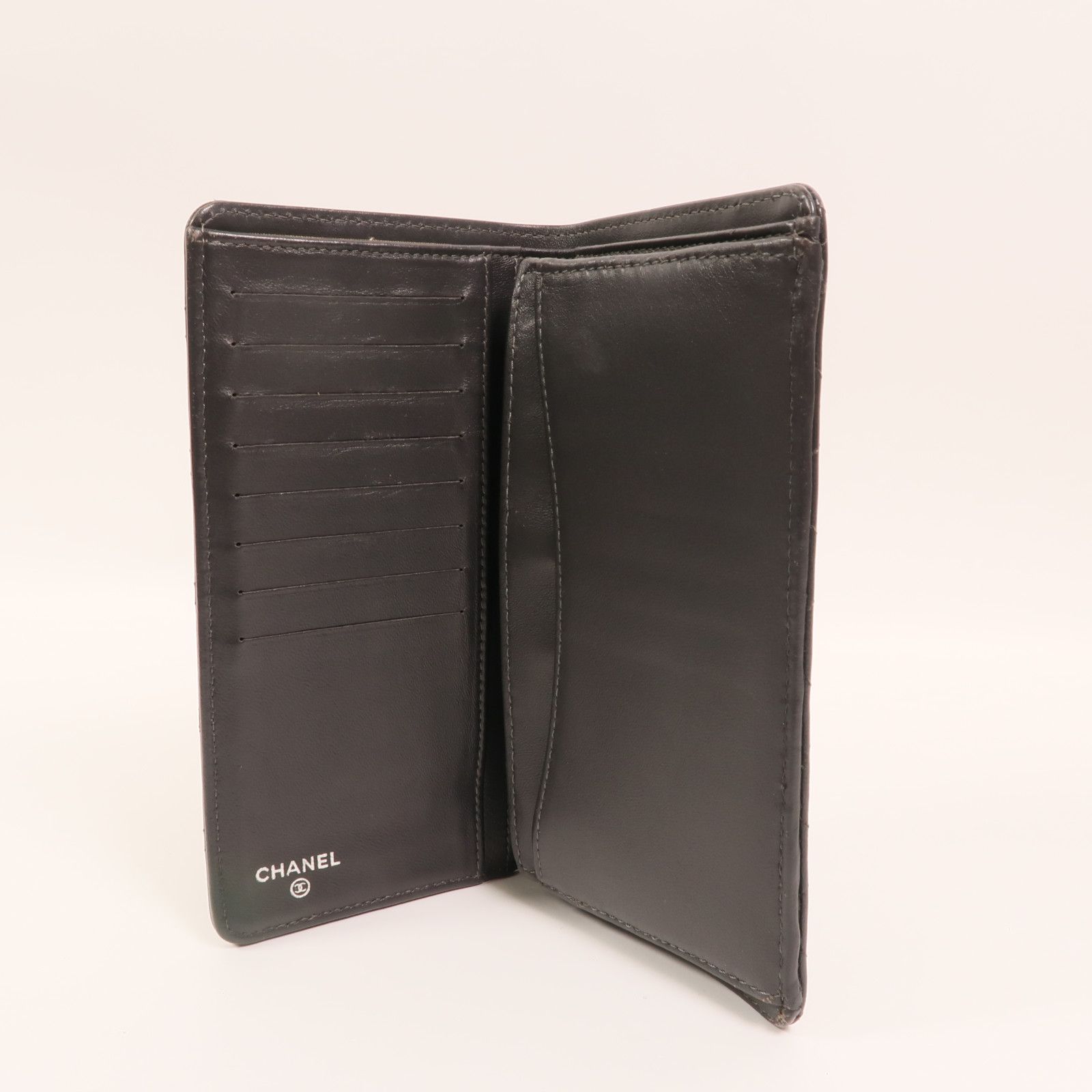Grey Quilted Lambskin Yen Wallet — view 5