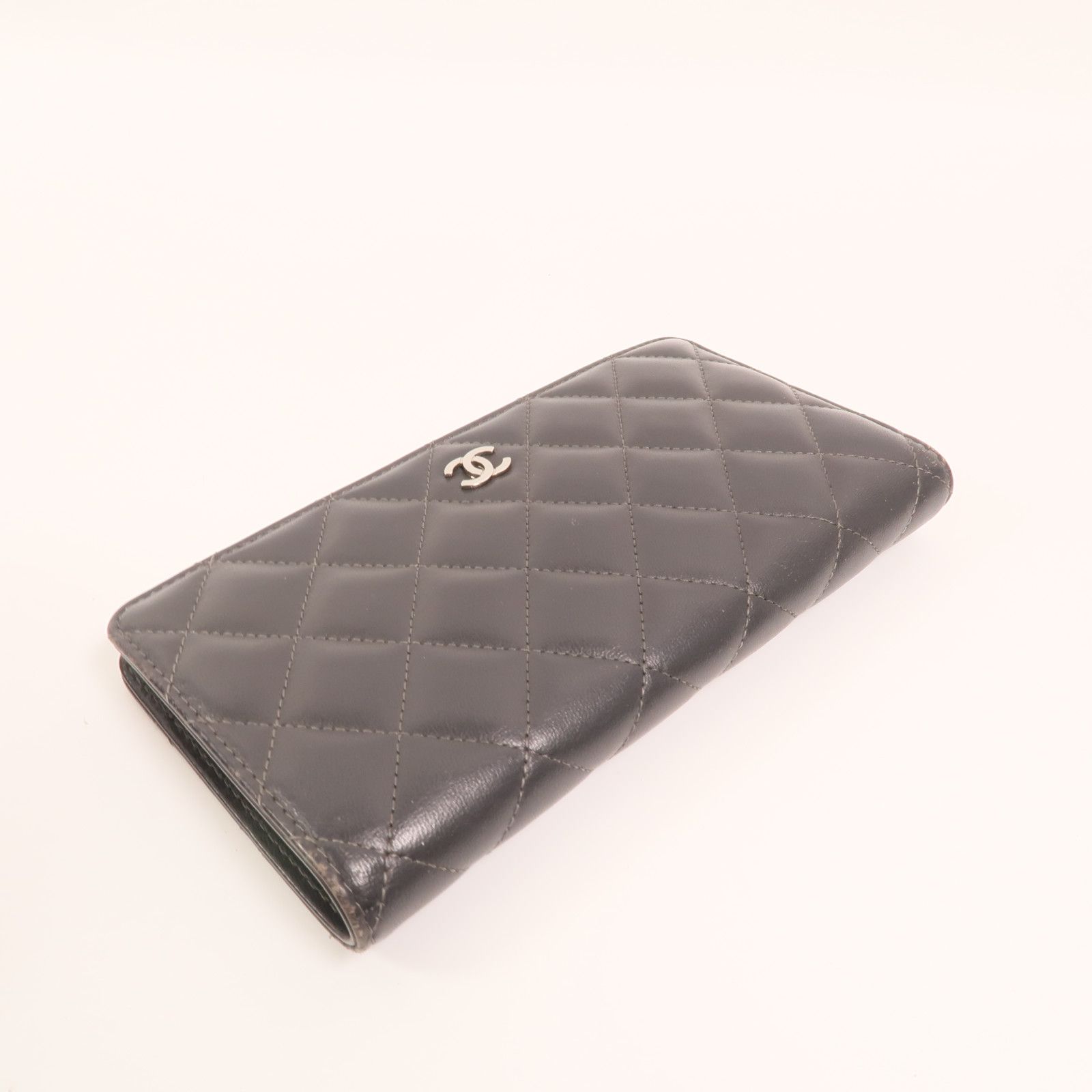 Grey Quilted Lambskin Yen Wallet — view 7