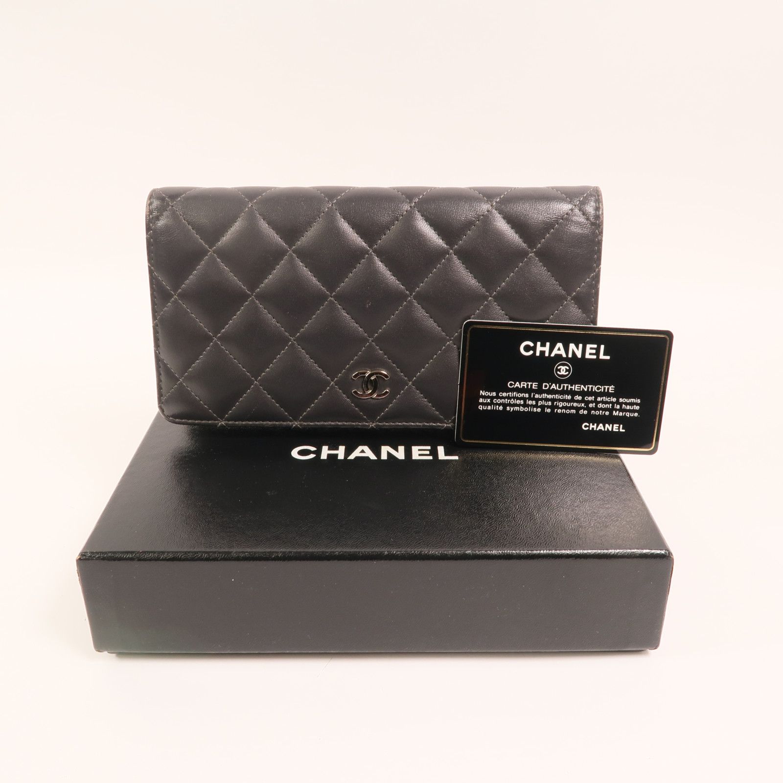 Grey Quilted Lambskin Yen Wallet — view 10