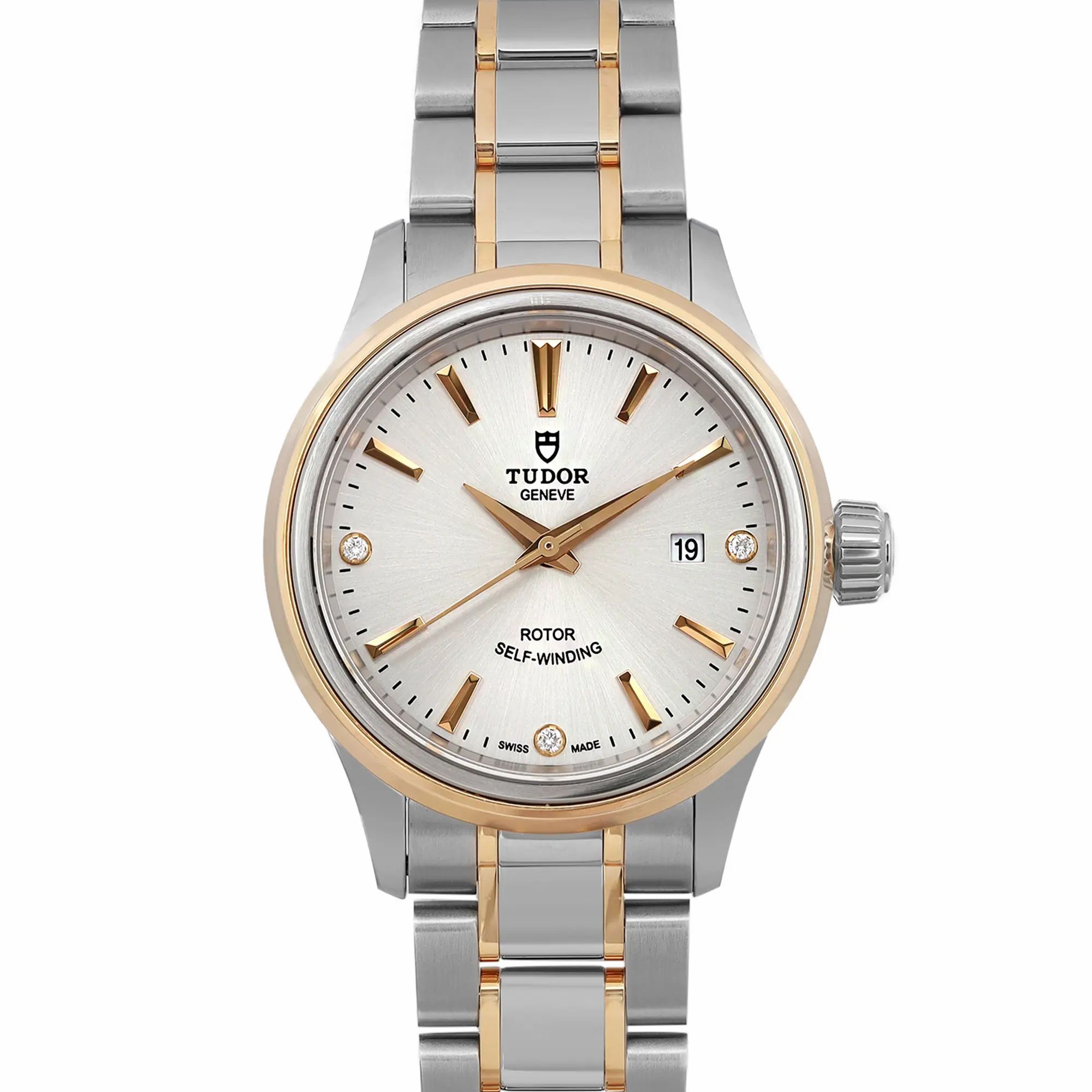 Style 28 18k Yellow Gold Steel Silver Diamond Dial Ladies Watch 12103-0005 — view 2