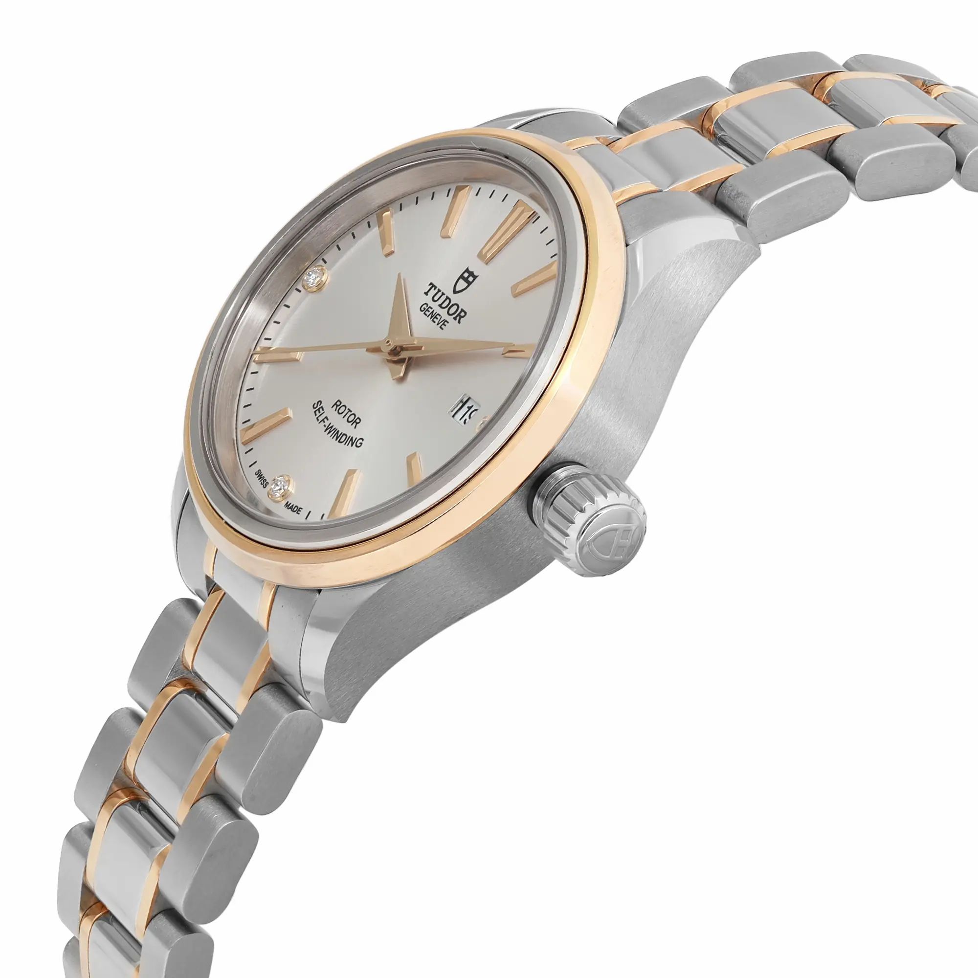 Style 28 18k Yellow Gold Steel Silver Diamond Dial Ladies Watch 12103-0005 — view 3