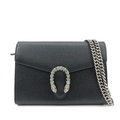 Dionysus Leather Chain Wallet Shoulder Bag Black 401231