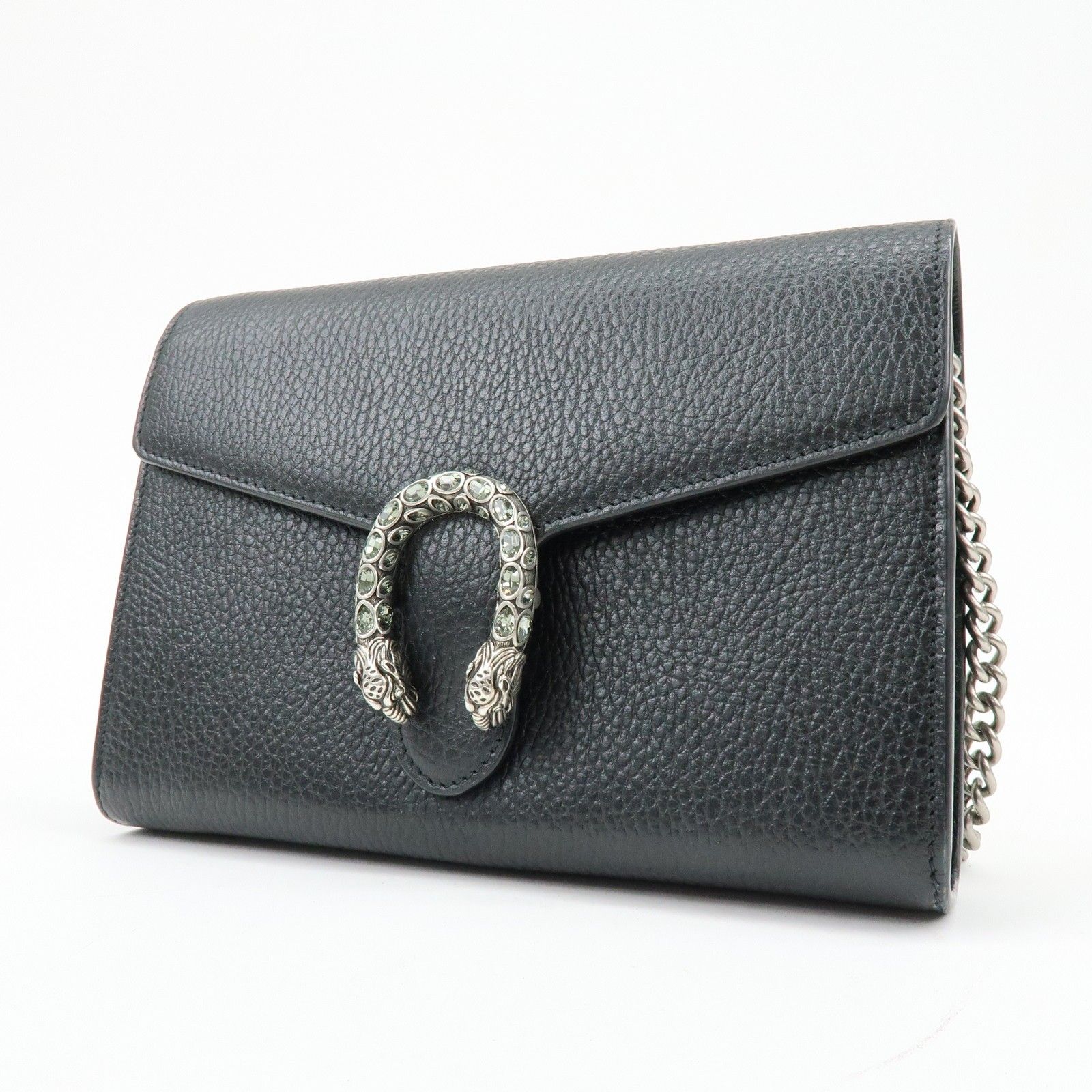 Dionysus Leather Chain Wallet Shoulder Bag Black 401231 — view 3