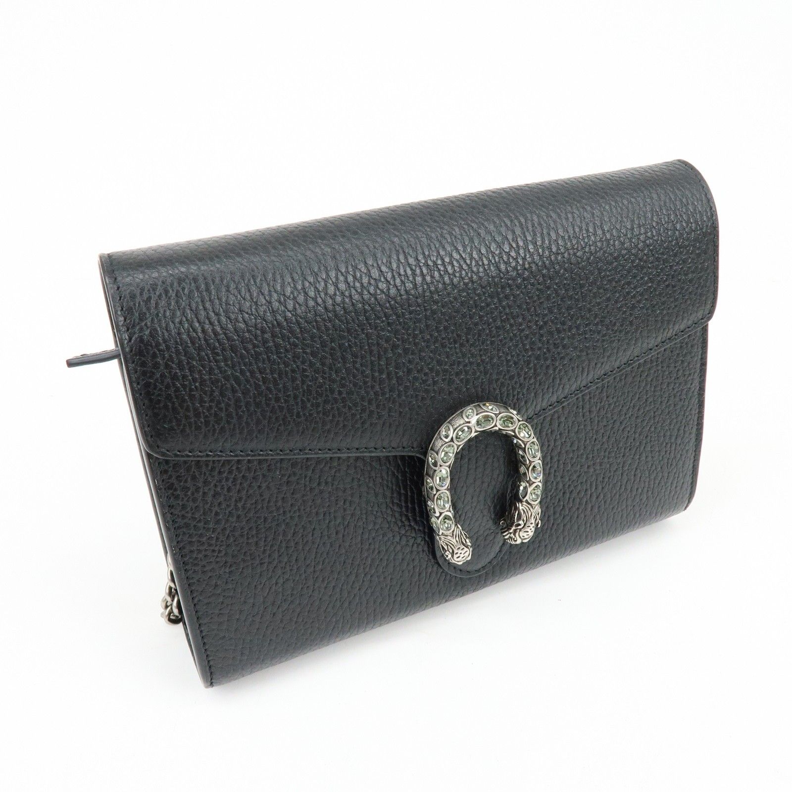 Dionysus Leather Chain Wallet Shoulder Bag Black 401231 — view 4