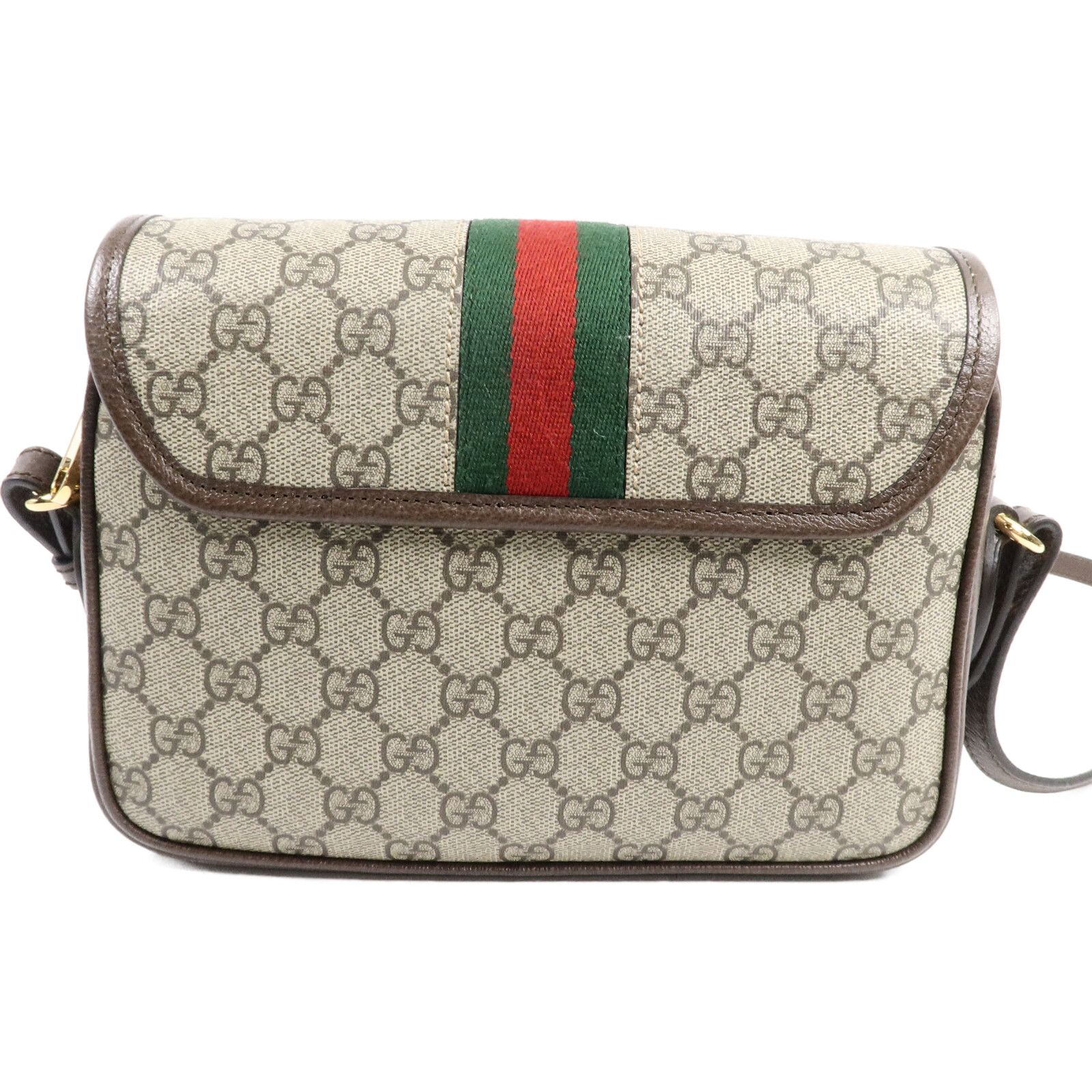 GG Supreme Monogram Textured Dollar Calfskin Web Studded Mini Ophidia Flap Shoulder Bag — view 2