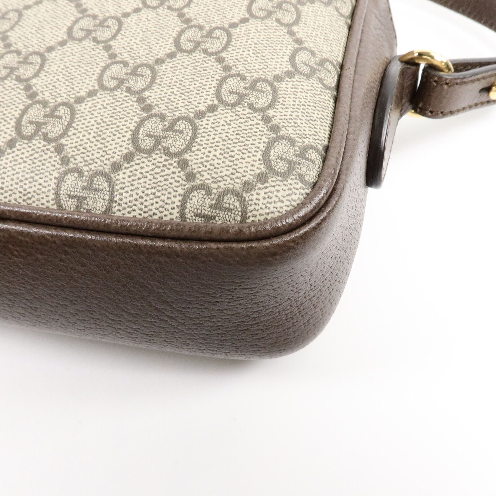 GG Supreme Monogram Textured Dollar Calfskin Web Studded Mini Ophidia Flap Shoulder Bag — view 13