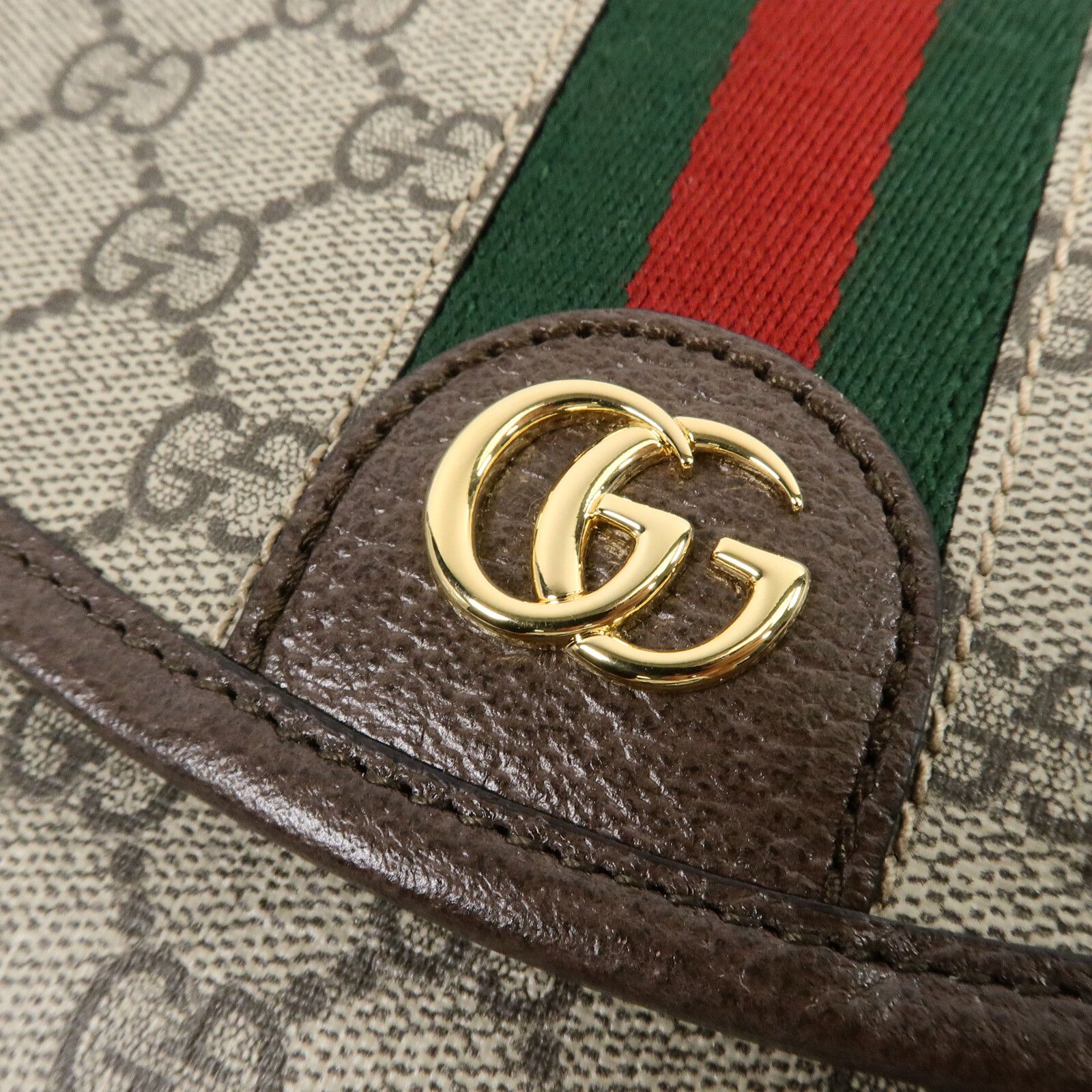 GG Supreme Monogram Textured Dollar Calfskin Web Studded Mini Ophidia Flap Shoulder Bag — view 7