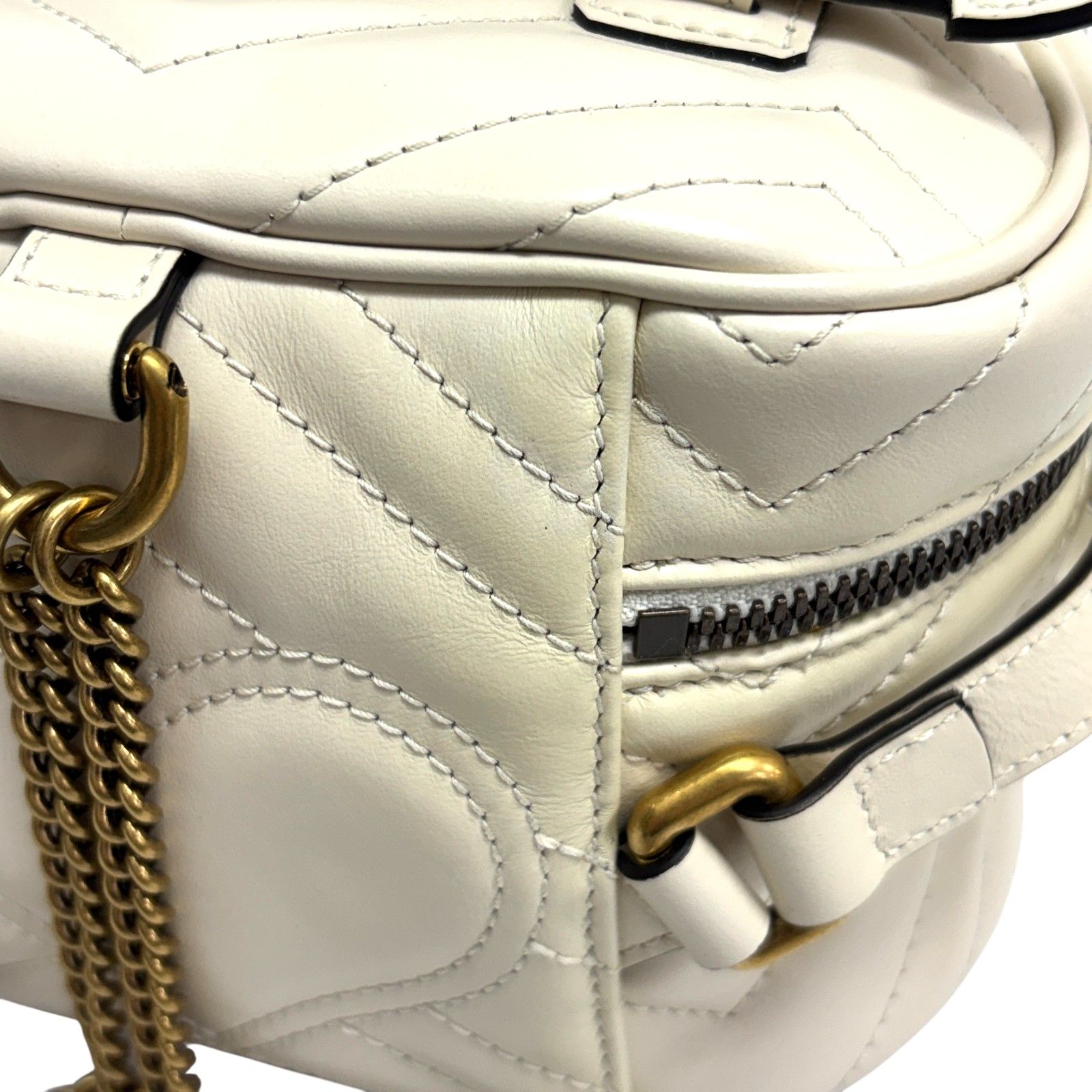 Gg Marmont Mini Round Backpack White Matelasse Leather 598594 — view 9