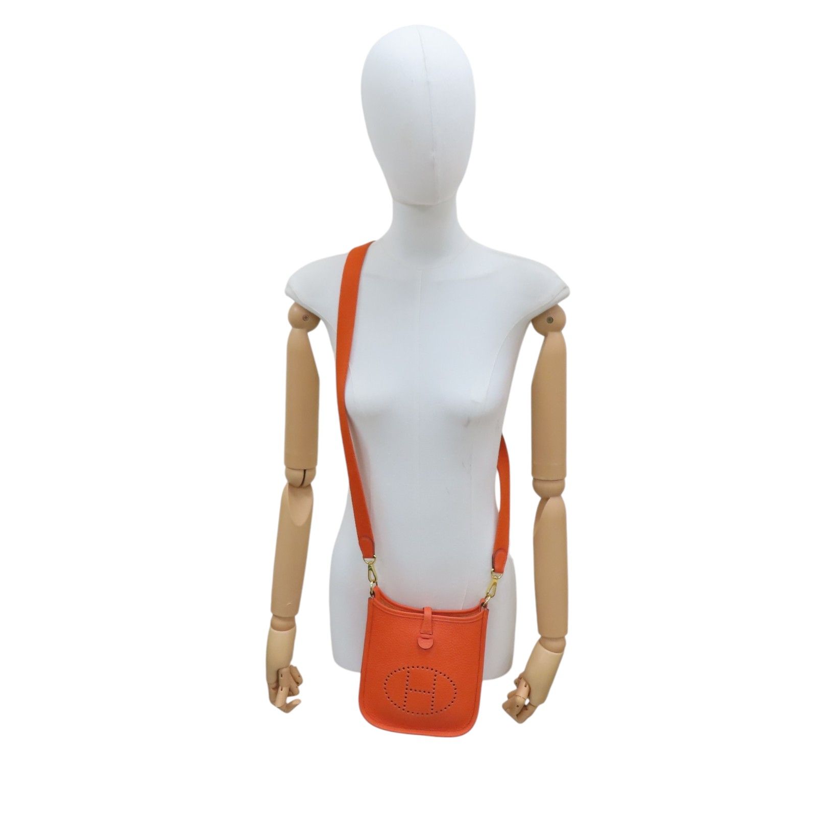 Mini Evelyne Shoulder Bag Togo Leather 8v Orange Poppy B Stamp H 069426cc — view 8