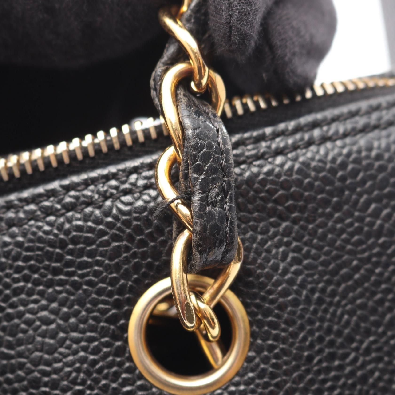Black Coco Mark Shoulder Bag Grained Calfskin — view 12