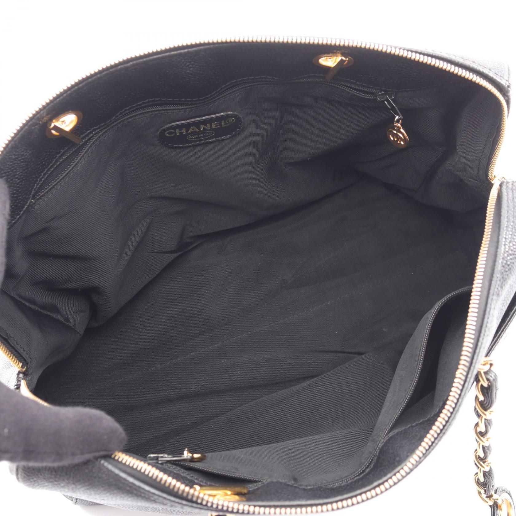 Black Coco Mark Shoulder Bag Grained Calfskin — view 3