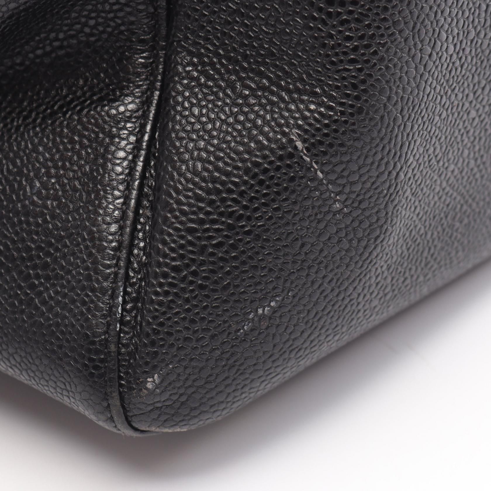 Black Coco Mark Shoulder Bag Grained Calfskin — view 6