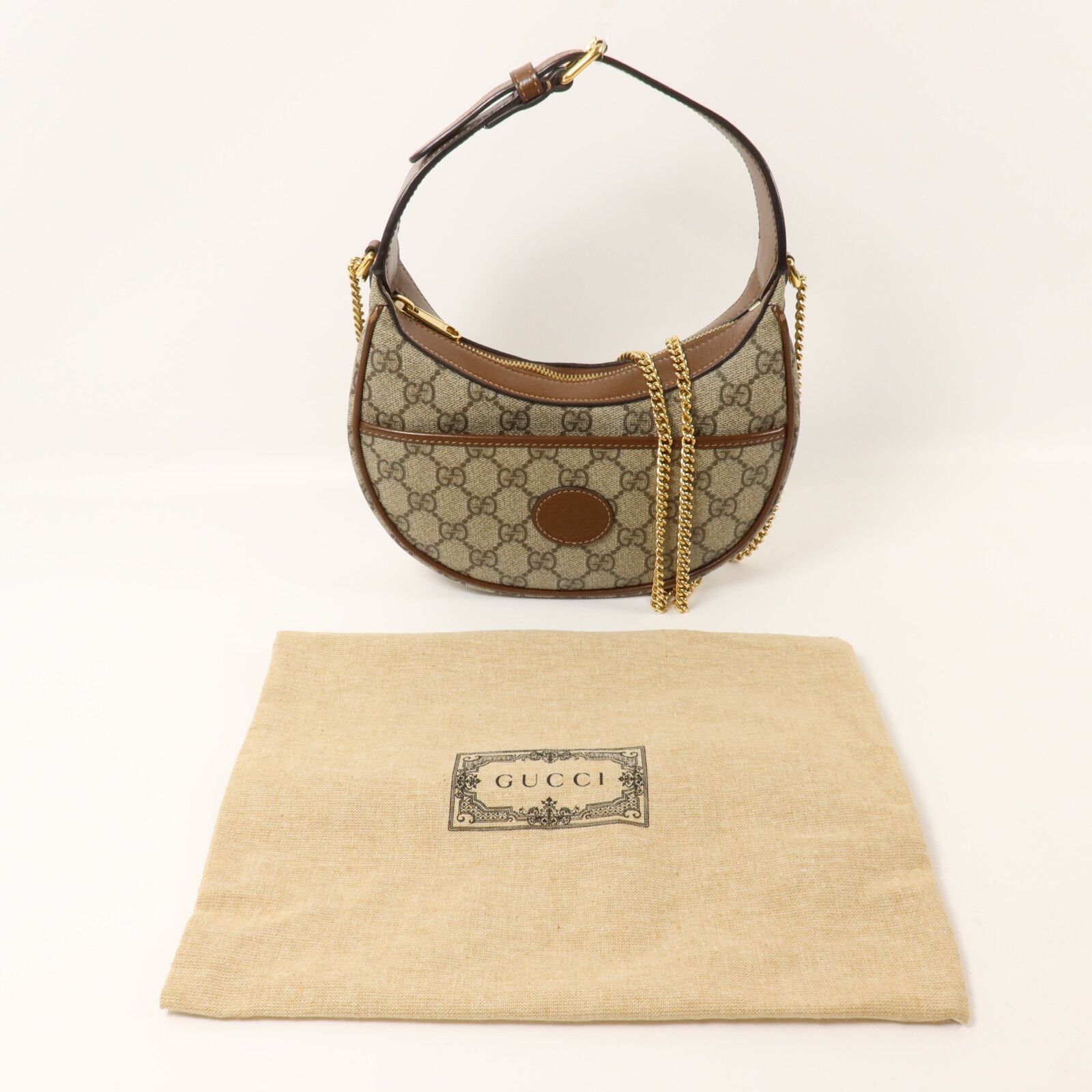 GG Supreme Monogram Azalea Calfskin Mini Retro Interlocking G Half Moon Bag — view 10