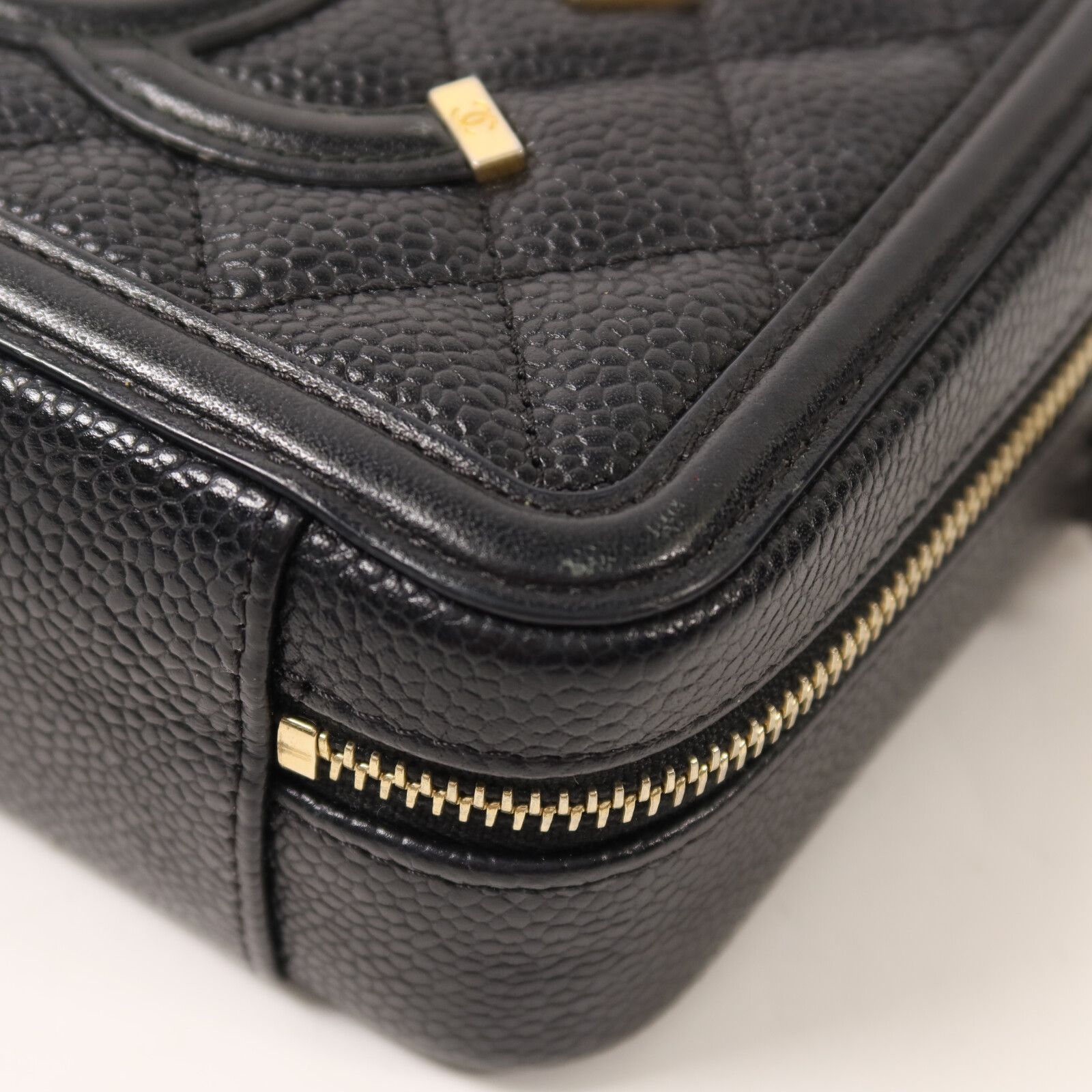 Filigree Vanity Clutch with Chain, Caviar Quilted — view 12