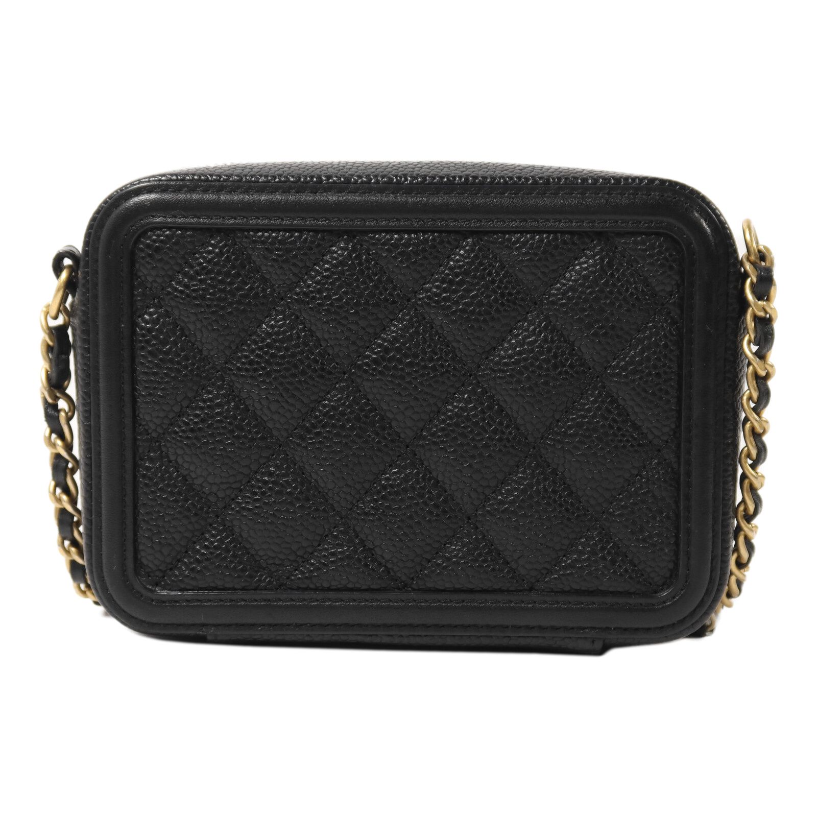 Filigree Vanity Clutch with Chain, Caviar Quilted — view 3