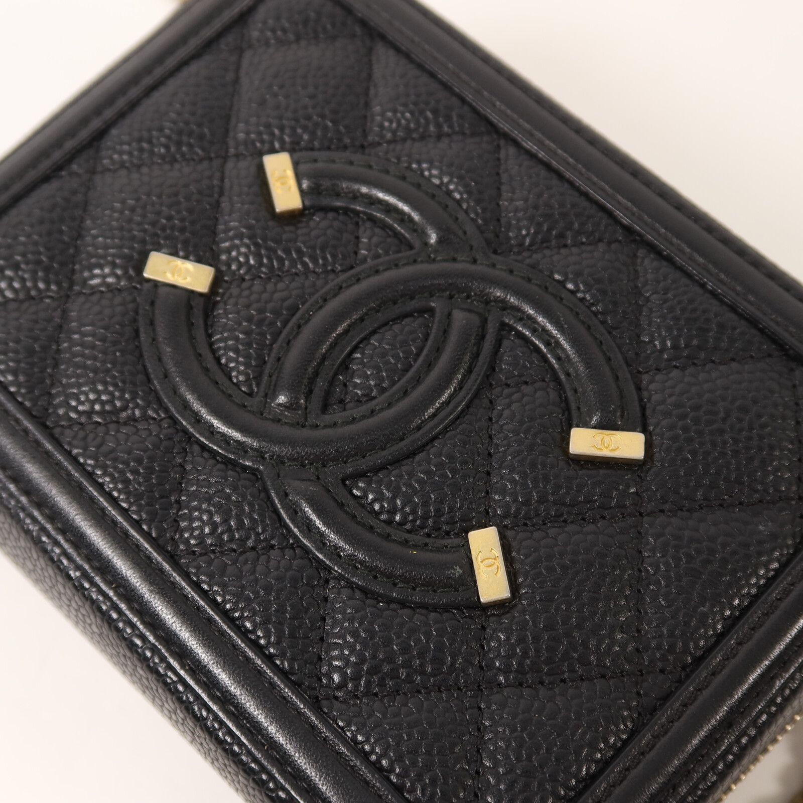 Filigree Vanity Clutch with Chain, Caviar Quilted — view 10