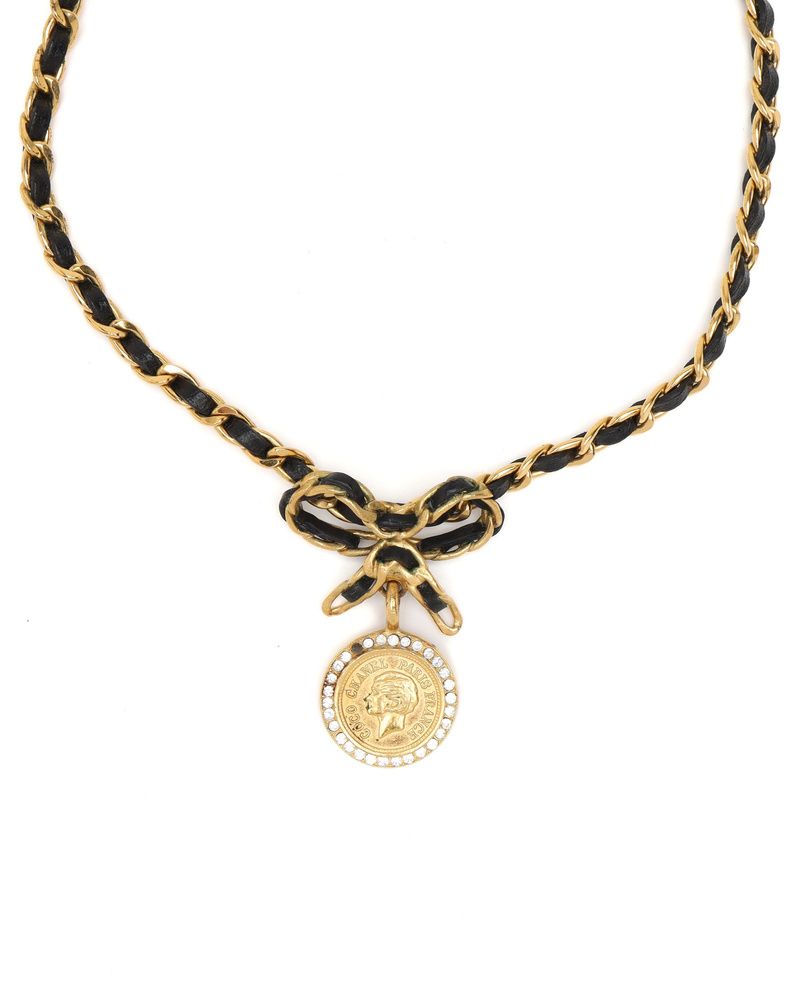 Ribbon Coco Leather Chain Choker — view 2