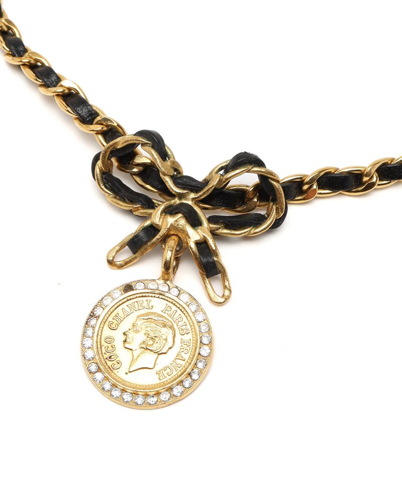 Ribbon Coco Leather Chain Choker — view 3