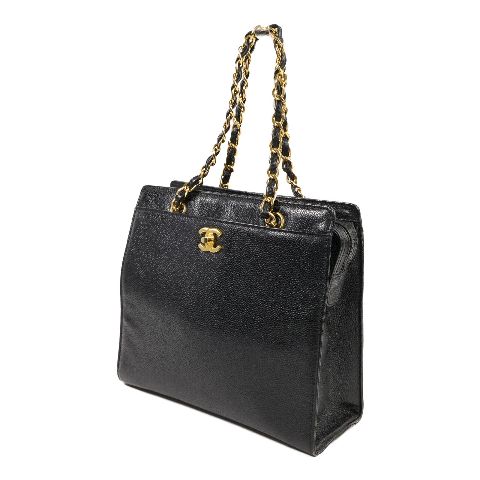 Vintage CC Caviar Chain Turn Lock Tote w/GHW — view 3